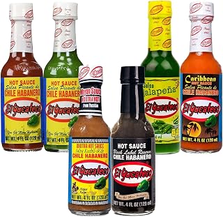 El Yucateco Hot Sauce Variety Pack - 6 Flavors: Red Habanero, Green, XXXtra Hot, Caribbean, Black Label, Jalapeno Gift Set