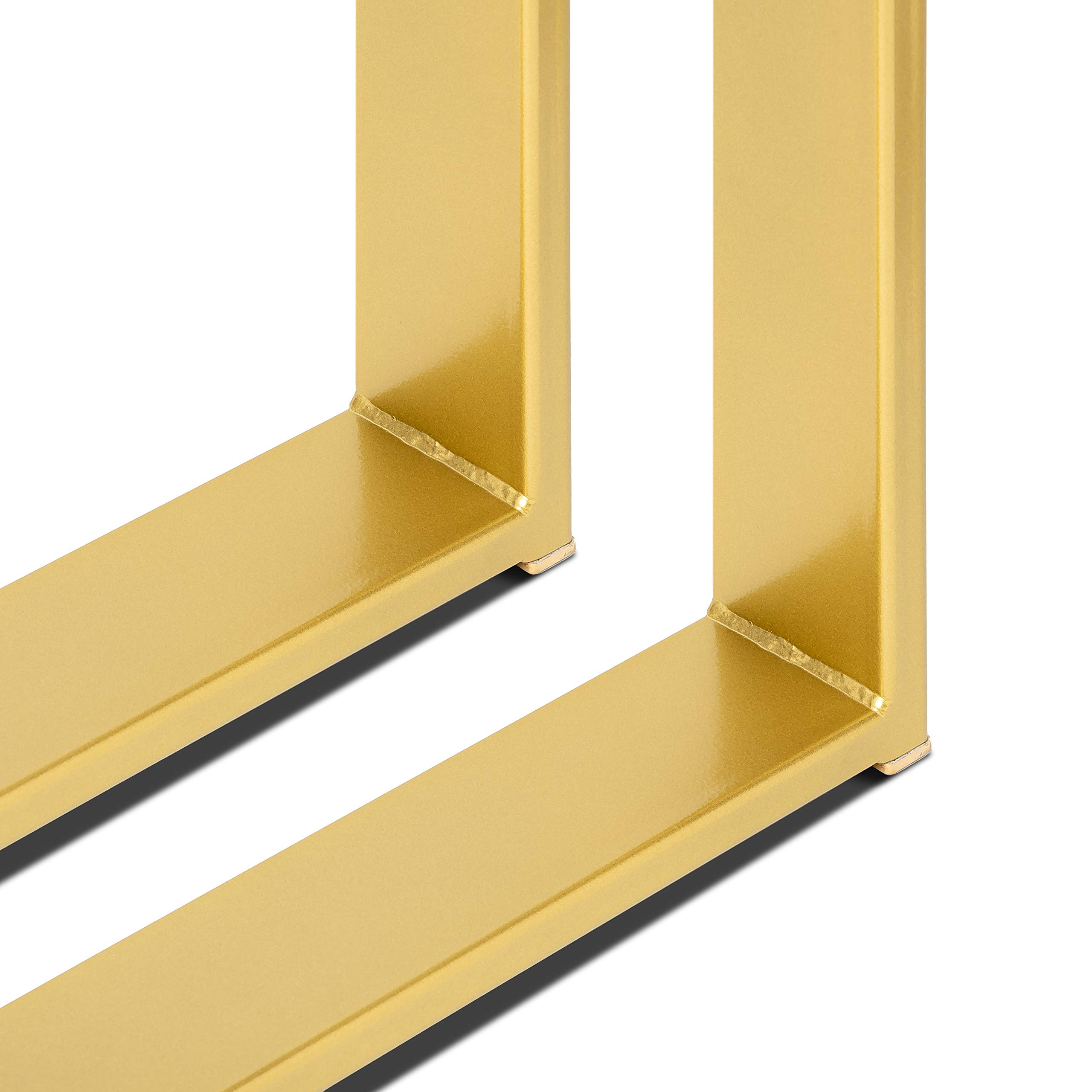 Magnetic Mobel Lot de 2 Pieds de Table en métal pour Bureau, Table à Manger, Meubles - 40 x 72 cm - Doré - Profil 6 x 2 cm