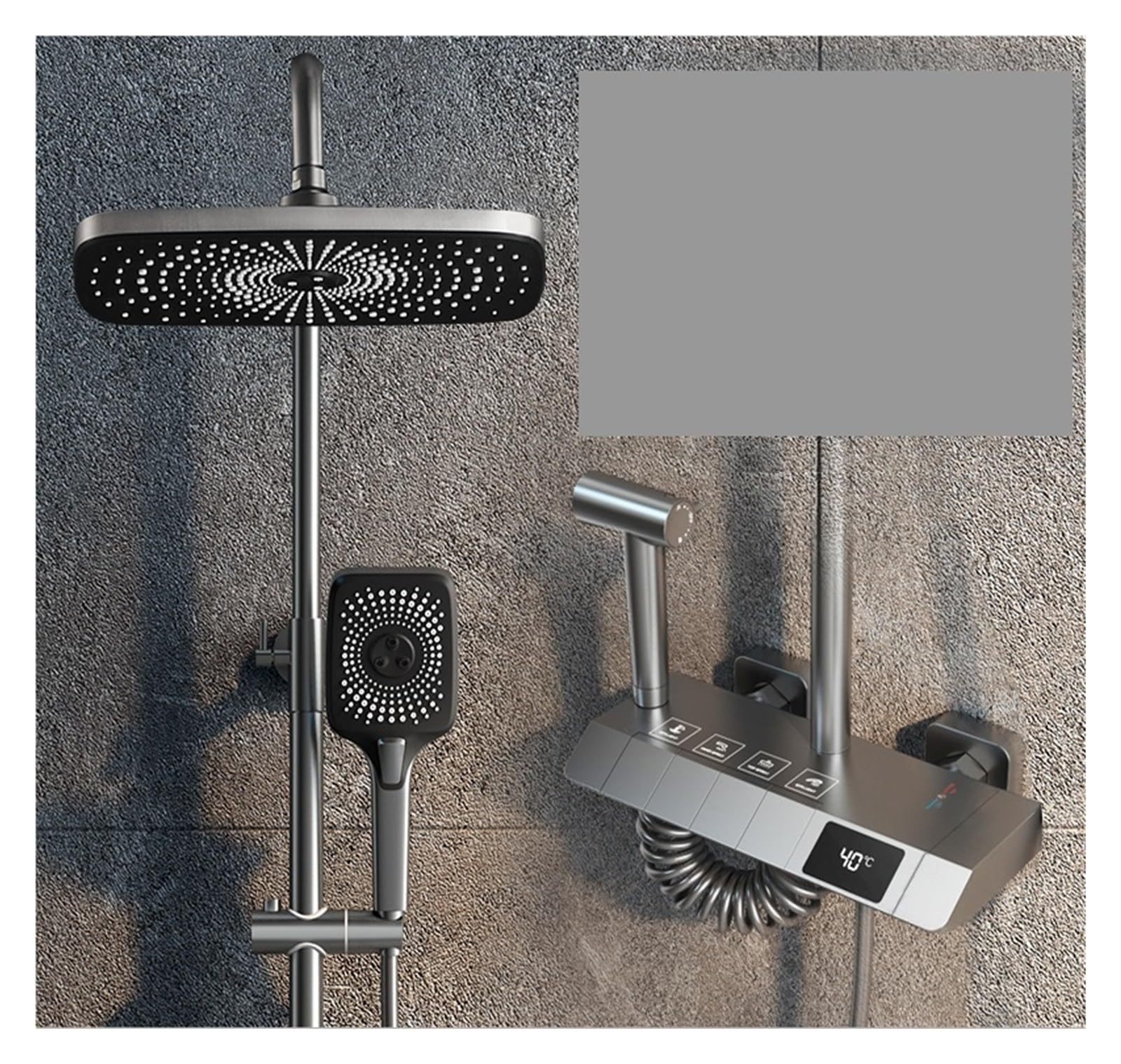 Colonne de douche affichage numérique gris anthracite haut de gamme avec mitigeur de baignoire