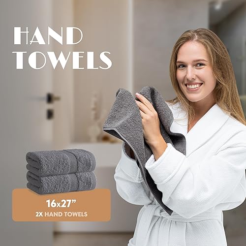 Miniatura 173 de Wealuxe - Toallas de baño blancas de 27 x 54 pulgadas, juego de toallas de algodón para baño, hotel, gimnasio, spa, suaves, extraabsorbentes