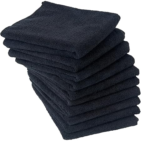 Eurow Microfiber Salon Towel, 16 by 29 Inches, Black, Pack of 10