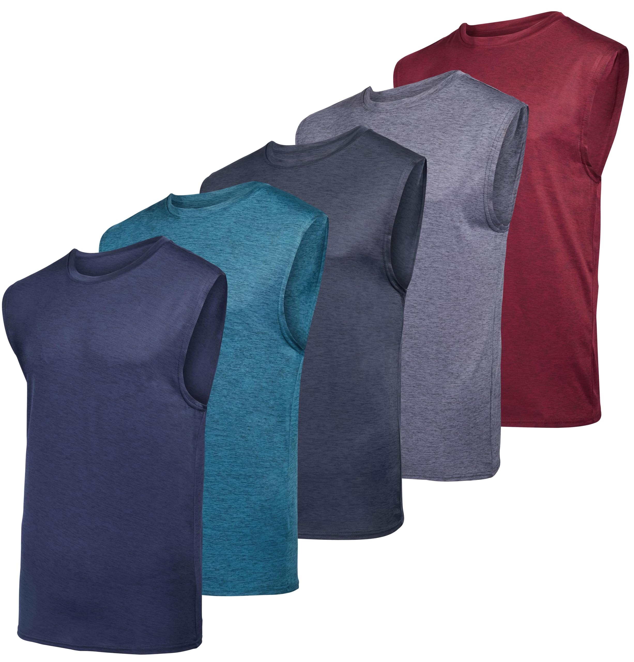 Real Essentials3 & 5 Pack: Men's Dry-Fit Active Muscle Tank Top - Standard and Big & Tall Sizes (S-5XLT)
