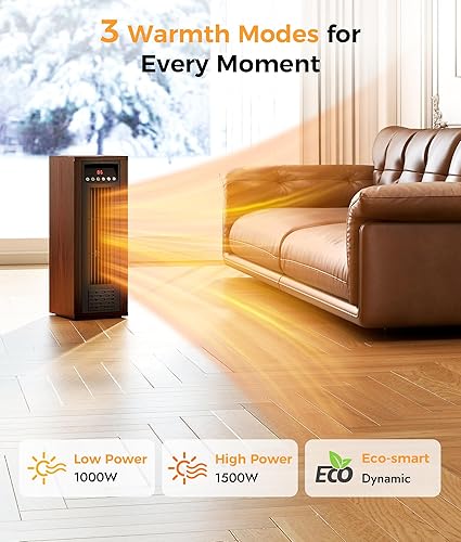 Miniatura 2 de Calentadores infrarrojos para uso en interiores  Calentador de espacio de cuarzo infrarrojo portátil con termostato, calentadores de torre de 24
