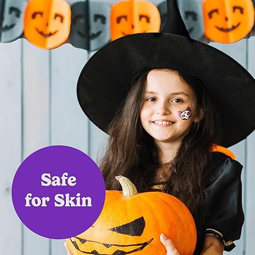 Miniatura 3 de HOUSE OF PARTY Tatuajes temporales de Halloween para niños, paquete de 116 tatuajes del Día de los Muertos, calcomanías impermeables no tóxicas para