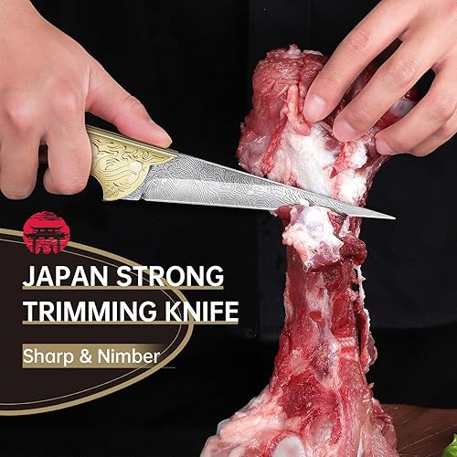 Miniatura 8 de Purple Dragon Cuchillo para cortar verduras de espiga completa de 8.5 pulgadas con cuchillo de filete de pescado de 5 pulgadas, idea de regalo