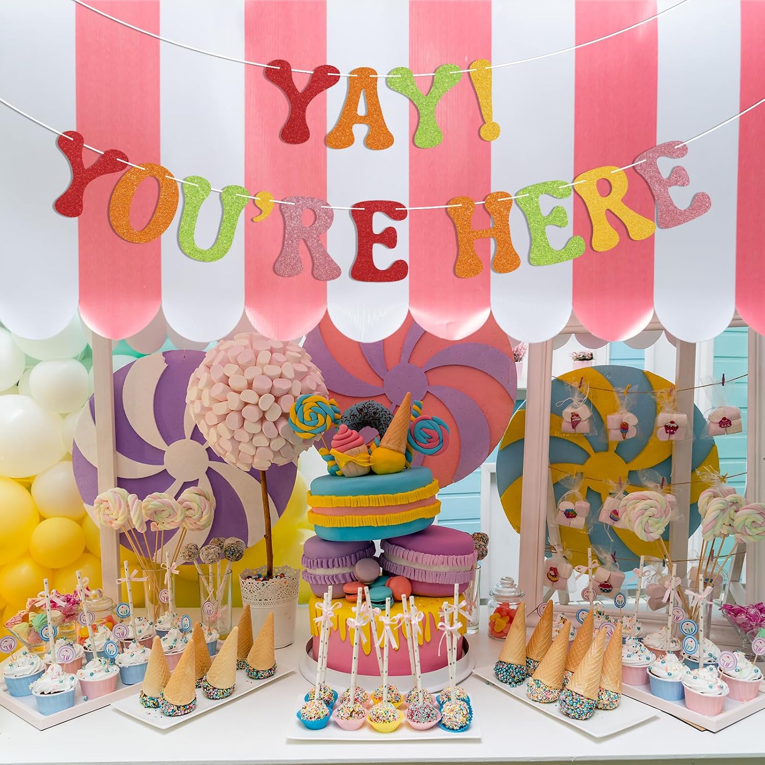 Yay！You're Here Banner - Welcome Home Decor, Housewarming Sign, School Welcome Board Decor, Back to School Supply Decorations Multicolor