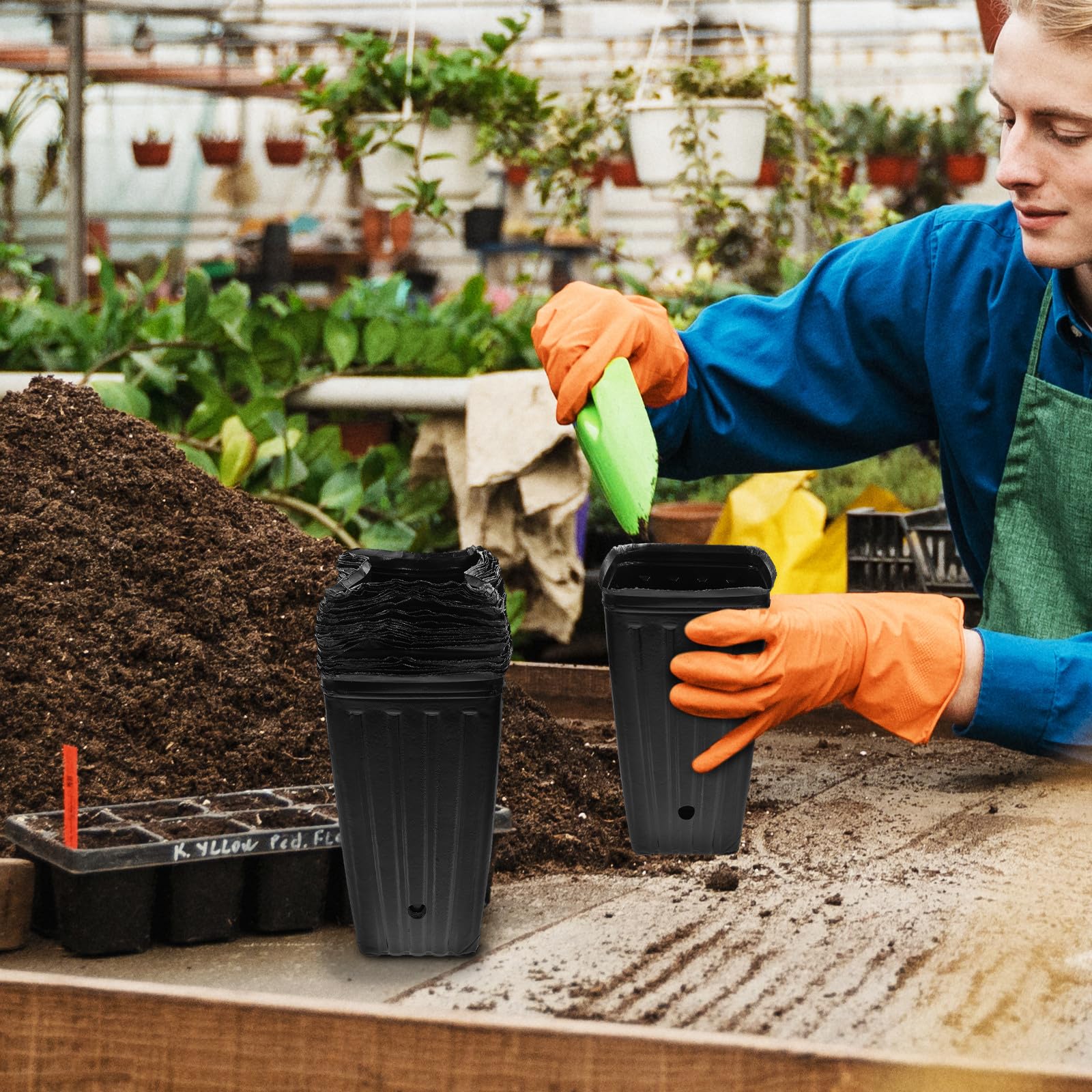 MAGICLULU Macetas Altas para Vivero de Plantas Protección de Raíces y Diseño Multipropósito, 30 Piezas de PP para Cultivo de Flores y Frutas en Jardinería
