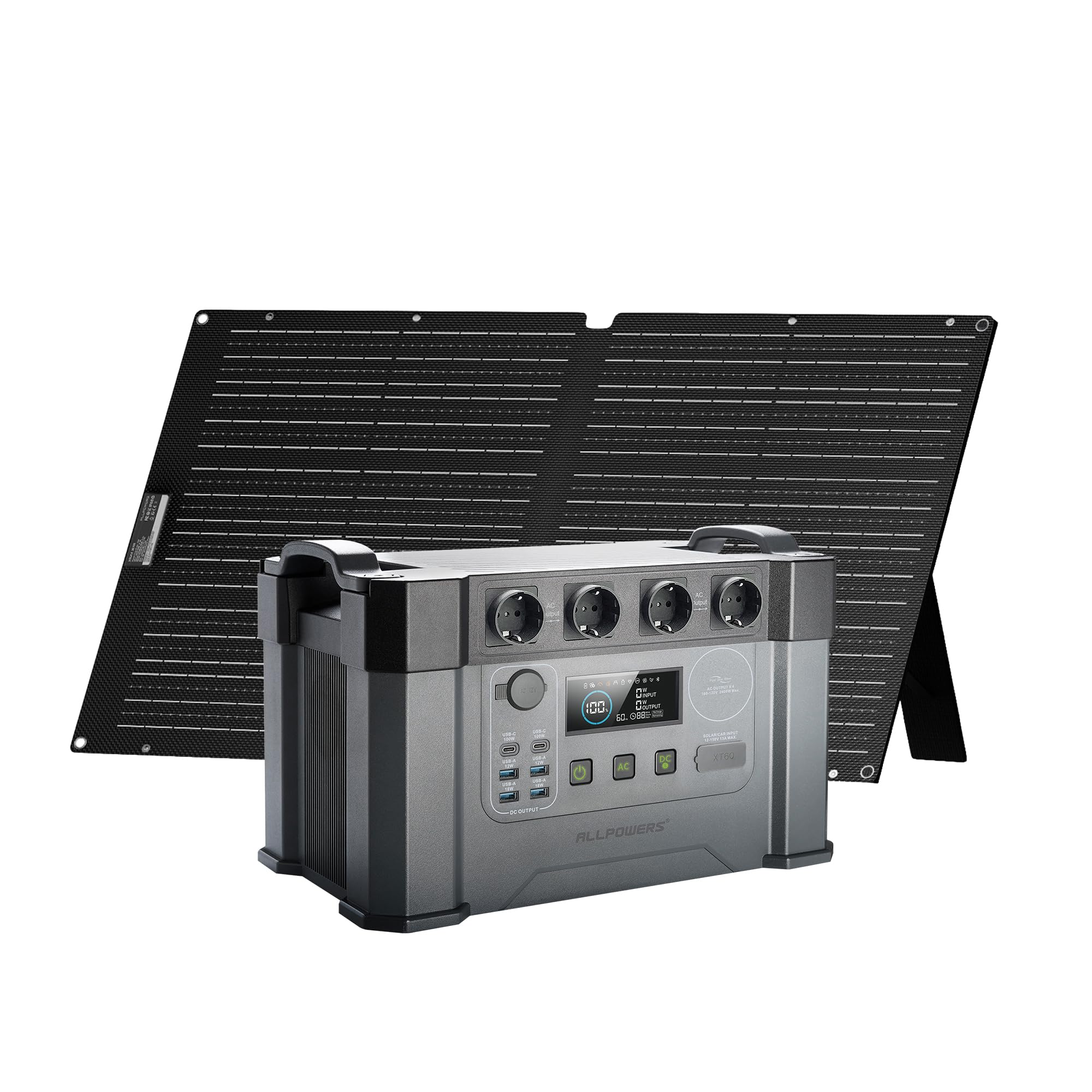 ALLPOWERS 2400W Estación de energía portátil S2000 Pro batería portátil LiFePo4 de 1451Wh generador solar de salida de CA 4x2400W con MPPT y SAI＜15ms