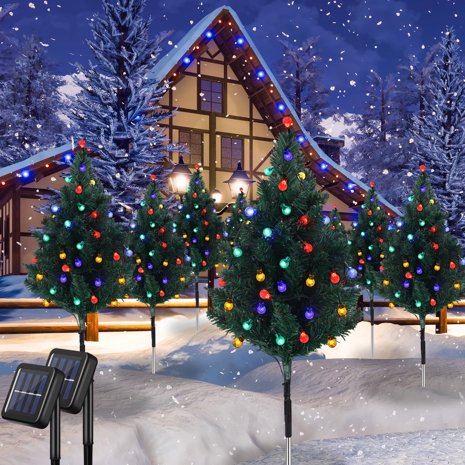 Photo 1 of Hoolerry  Christmas Tree with 80 LEDs Solar Powered LED Christmas Lights Multicolored Outdoor Christmas Decorations for Holiday Outside Pathway Garden Yard Patio (Ball)