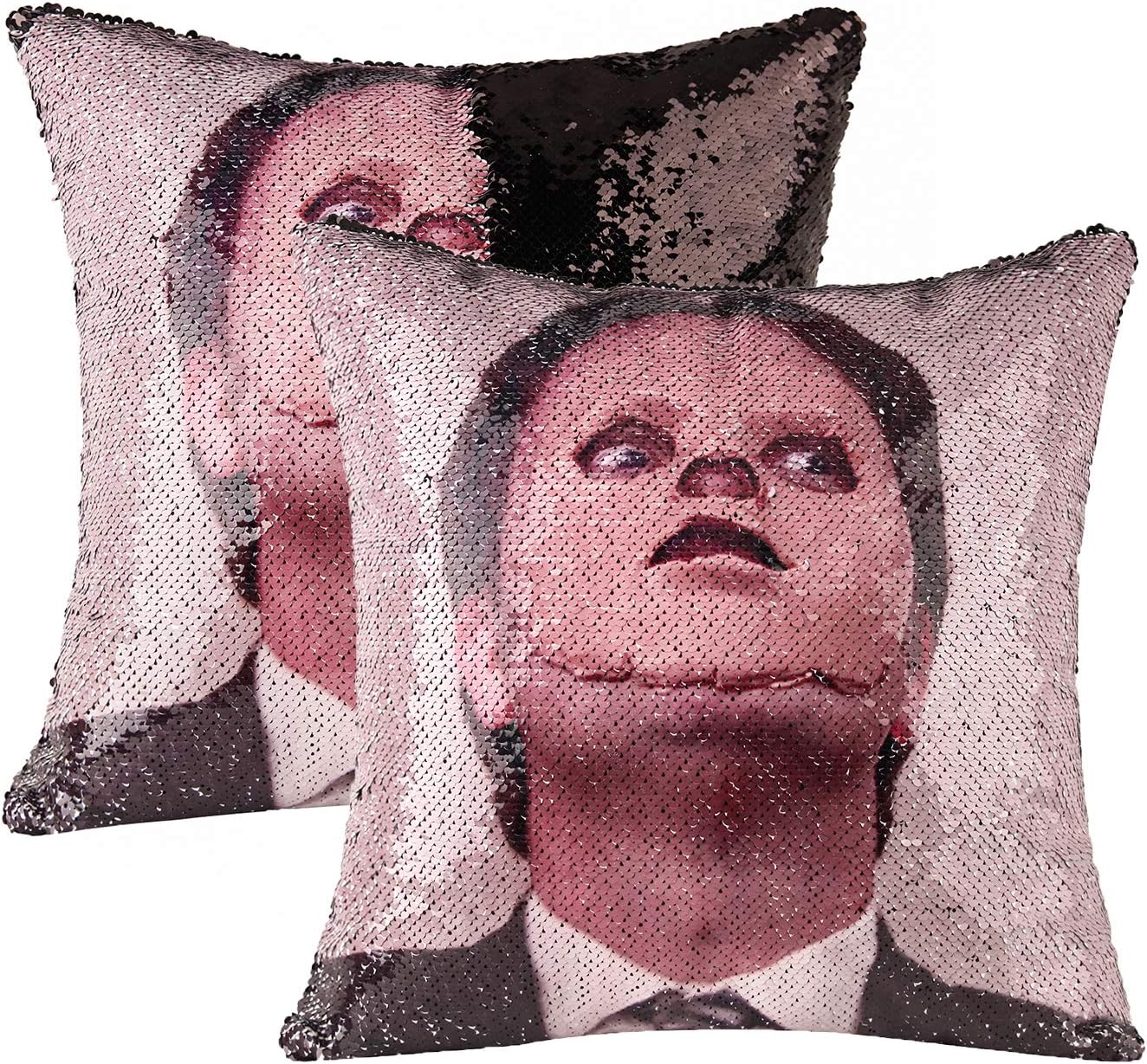 cygnus The Office Merch Dwight Schrute Mask Sequin Pillow Cover Mermaid Magic Reversible Decorative Change Color Pillow Covers 16x16 inch Funny Gag Gifts,Black