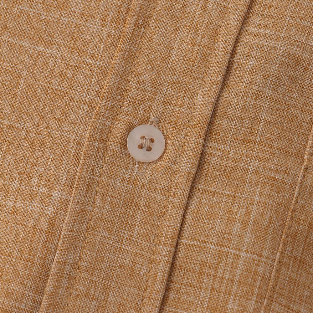 Hawaii Hemd Männer, Lässige Leinenhemden Herren Braun Sommerhemden Opa Hemd Button Down Top Atmungsaktive Kurzarmhemden Für Herren Hawaii Beach Party