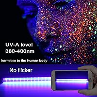 Vista 4 de Barra de luz LED negra, tubo de luz negra UV USB de 10 W, 1 pie, suministros de fiesta que brillan en la oscuridad para decoraciones de Halloween