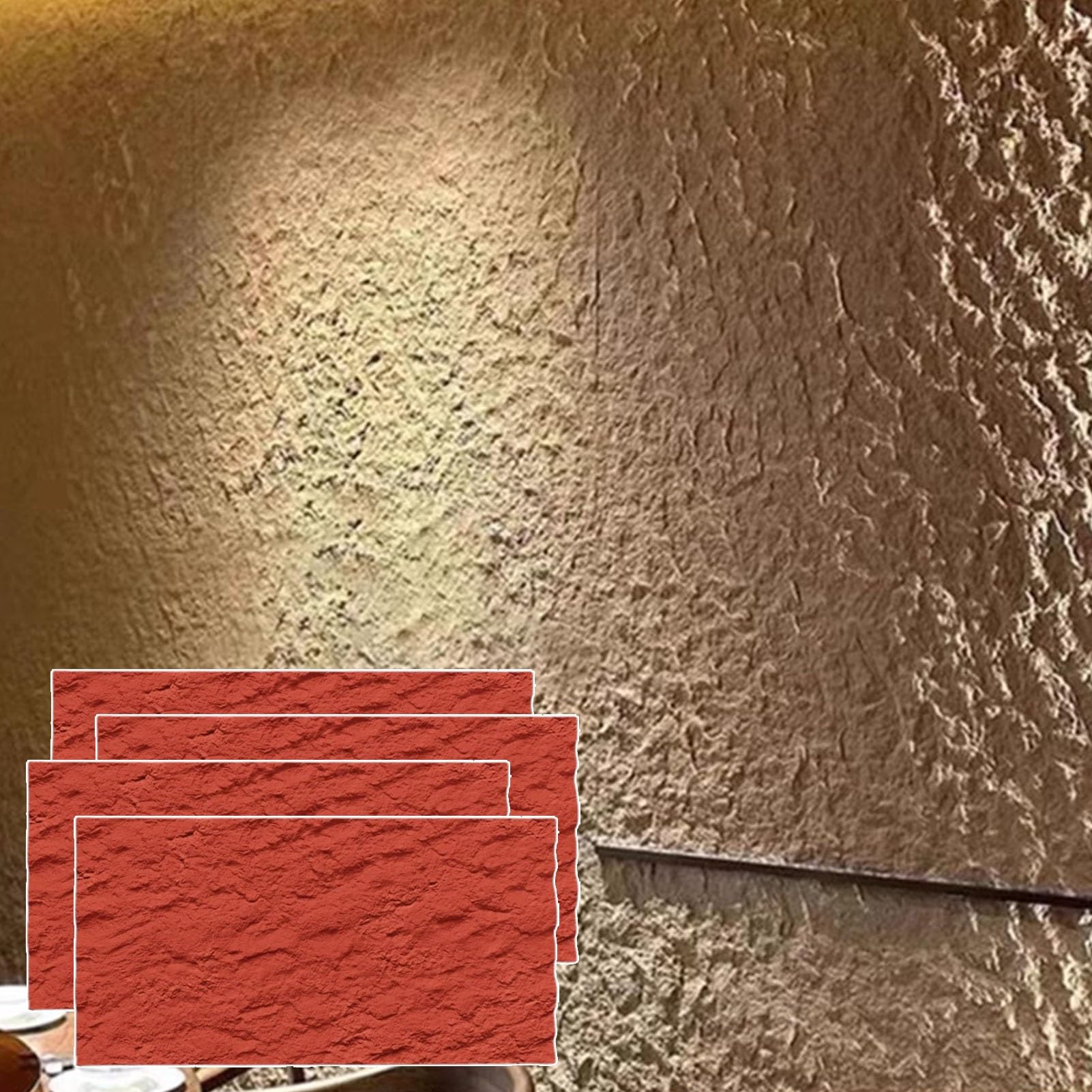 Papier peint texturé PU rouge imperméable sous forme de panneaux muraux artistiques