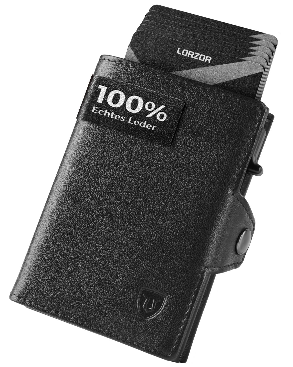 LORZOR® Slim Wallet mit Münzfach, Geldbörse Herren echtem Leder, RFID Blocker Portemonnaie, Portmonee Herren Kartenetui mit Münzfach, Geldbeutel für 10 Karten, Smart Wallet