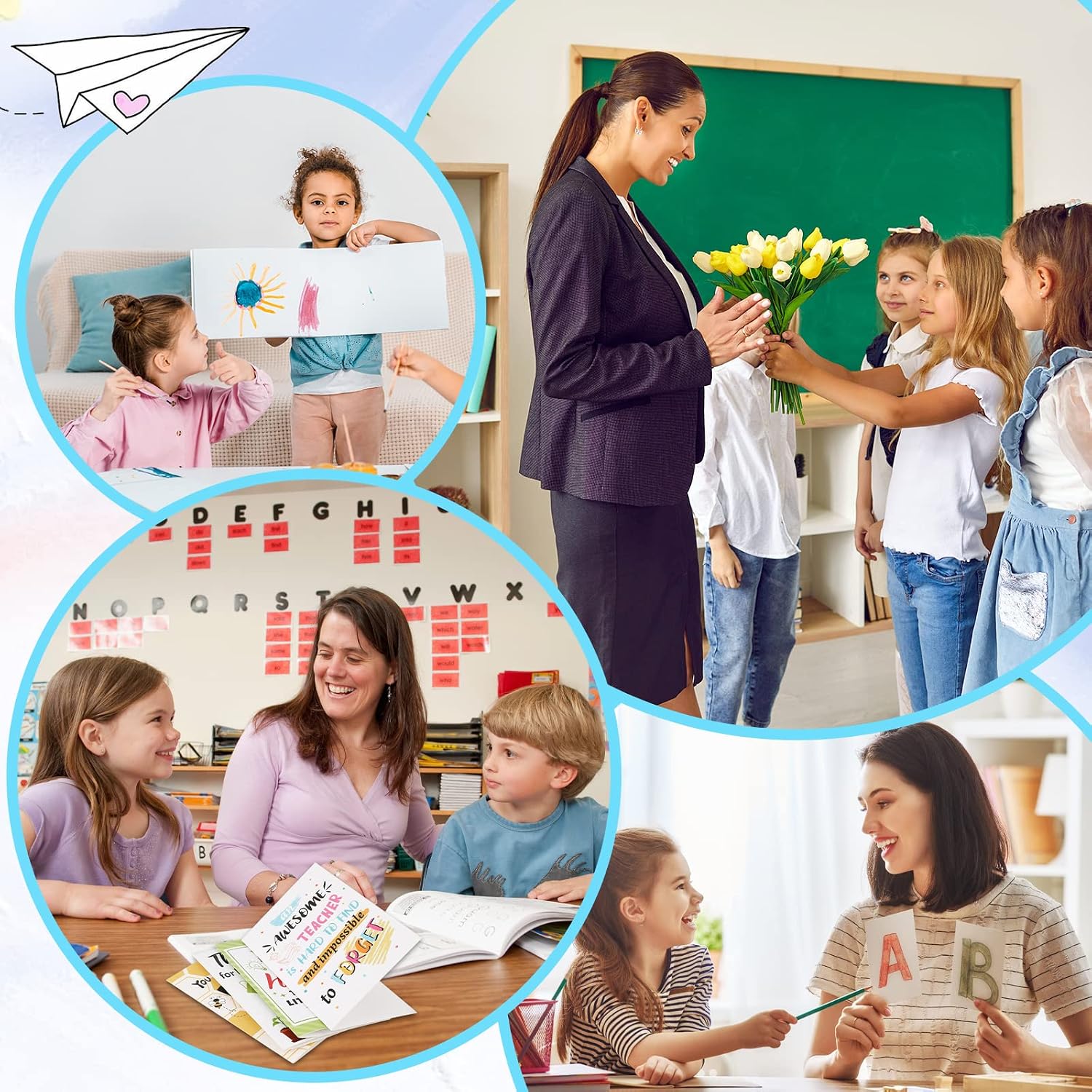 HOWAF Teacher Appreciation Greeting Cards with Envelopes, Thank You Teachers Party Supplies Cards for Teachers Day Gift Giving, Teacher Appreciation Week Gift Cards for Teachers Day, 10.2’’*7.3’’,6 Pack image 5
