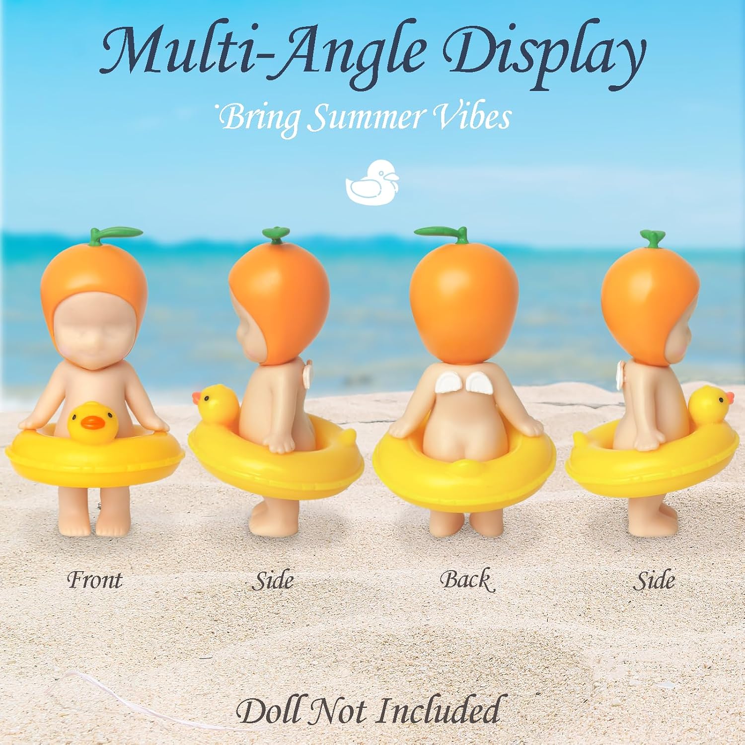 2PCS Mini Duck Floaties for Sonny Angel, Cute Yellow Duck Resin Swim Rings Accessories Fits 3 Inch Dolls, Decorative Display Props Clothes for Collectors, Doll Not Included image 3