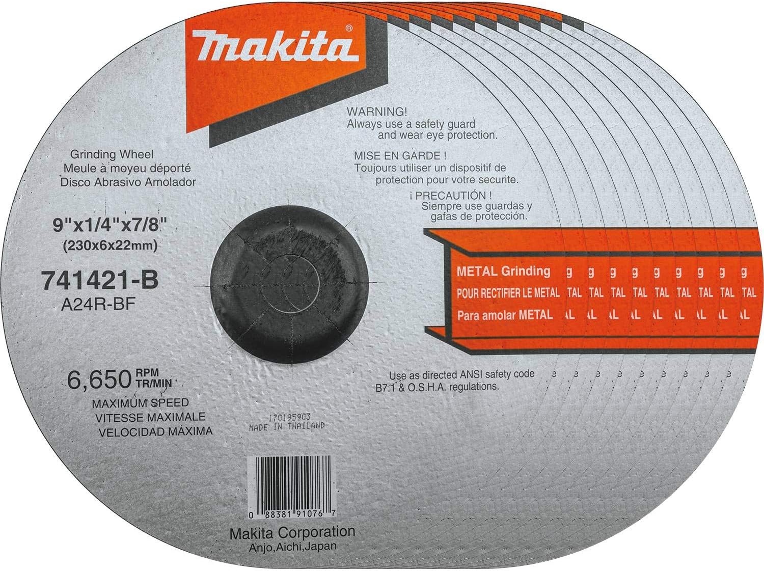 Makita 741421-B-10 9-Inch Grinding Wheel, 10-Pack