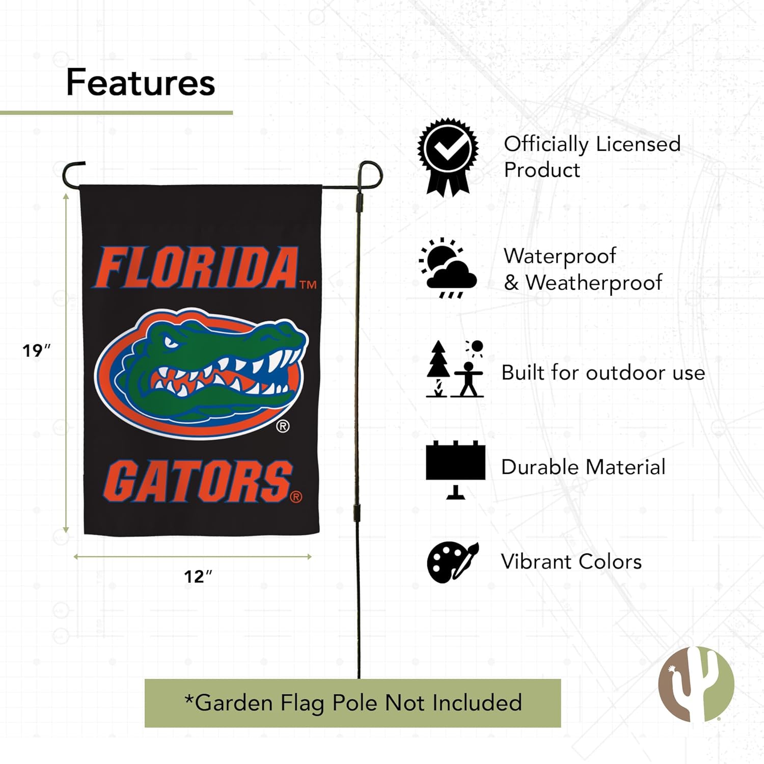 Desert Cactus University of Florida UF Garden Flag – 19 x 12 inch Florida Gators Banner, For Outdoor Display and Events (Design H) - Image 4