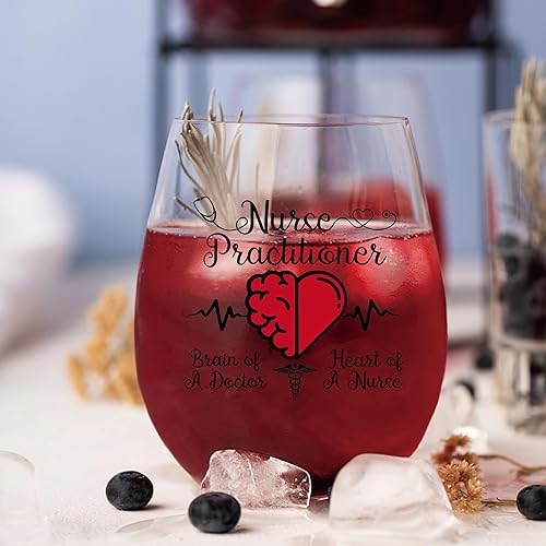 Miniatura 4 de AGMDESIGN Vaso de vino divertido para enfermera practicante con caja de regalo, regalos de graduación para mujer, regalos para enfermeras, regalos