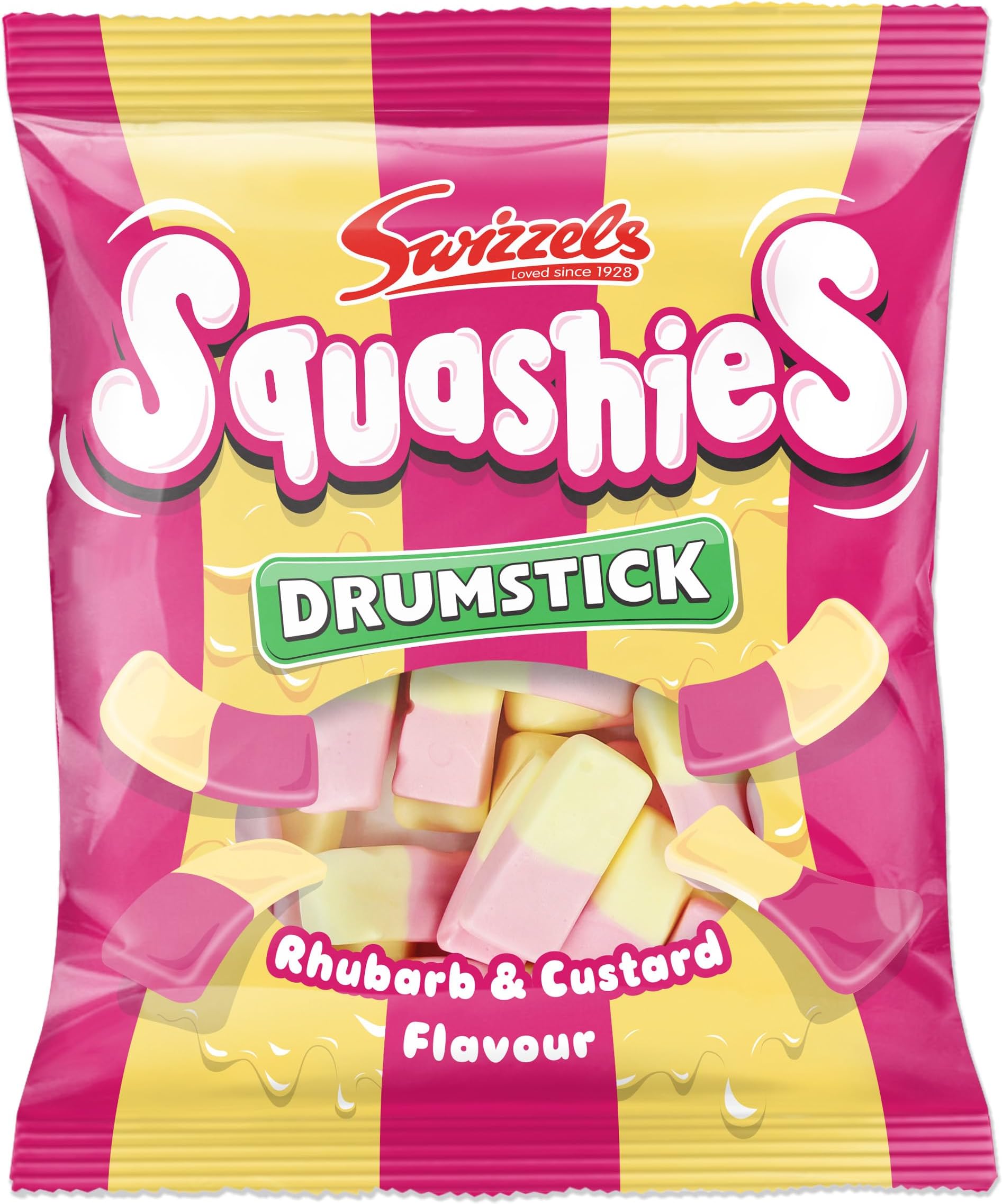 Swizzels Squashies Sweets - Rhubarb and Custard Flavour Squashies - Single Pack 140g