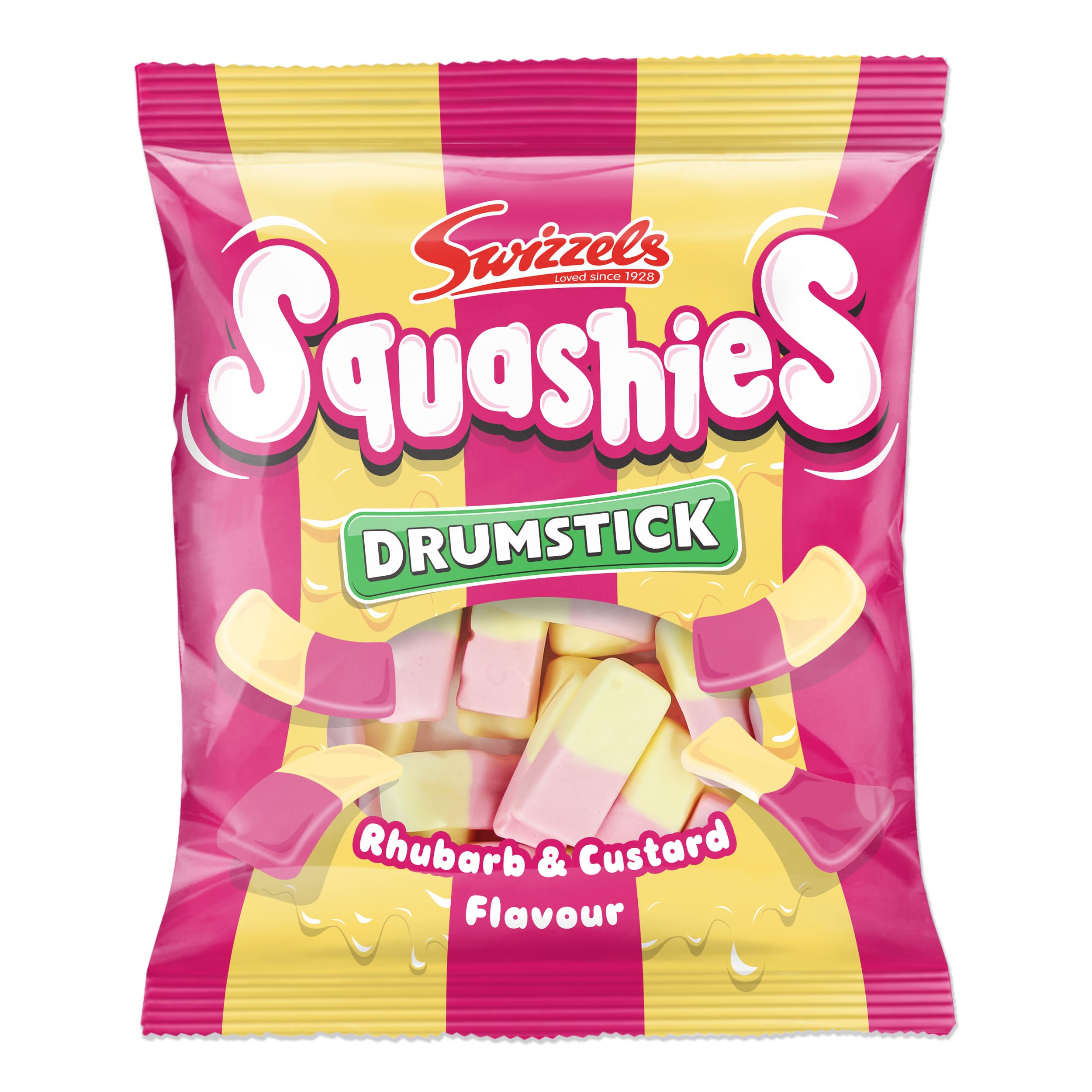 Swizzels Squashies Sweets - Rhubarb and Custard Flavour Squashies - Single Pack 140g