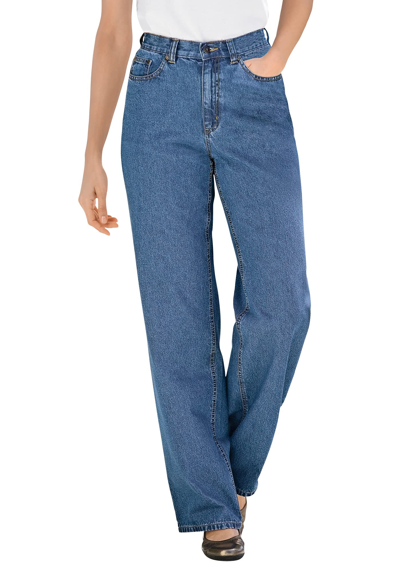 Woman WithinPlus Size Perfect Relaxed All-Cotton Denim Five-Pocket Jeans