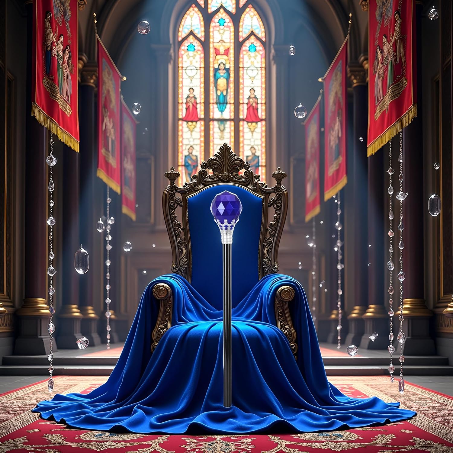 Royal Blue for Halloween Cosplay Plastic Diamonds Crown Wand King Queen Role Play Sceptre Royal Blue One Size Dress-Up Accessories