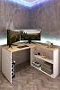 L Desk Computer Desk Cabinet Bookcase Oak White