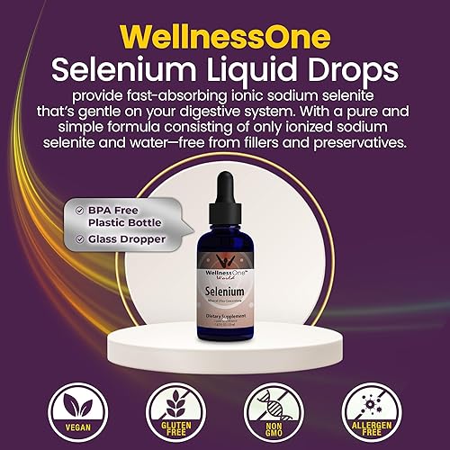 Miniatura 4 de WellnessOne Suplemento líquido de selenio - Gotas líquidas de selenio ionizado de 70 mcg - Antioxidante, cardiovascular e inmunológico - Probado en