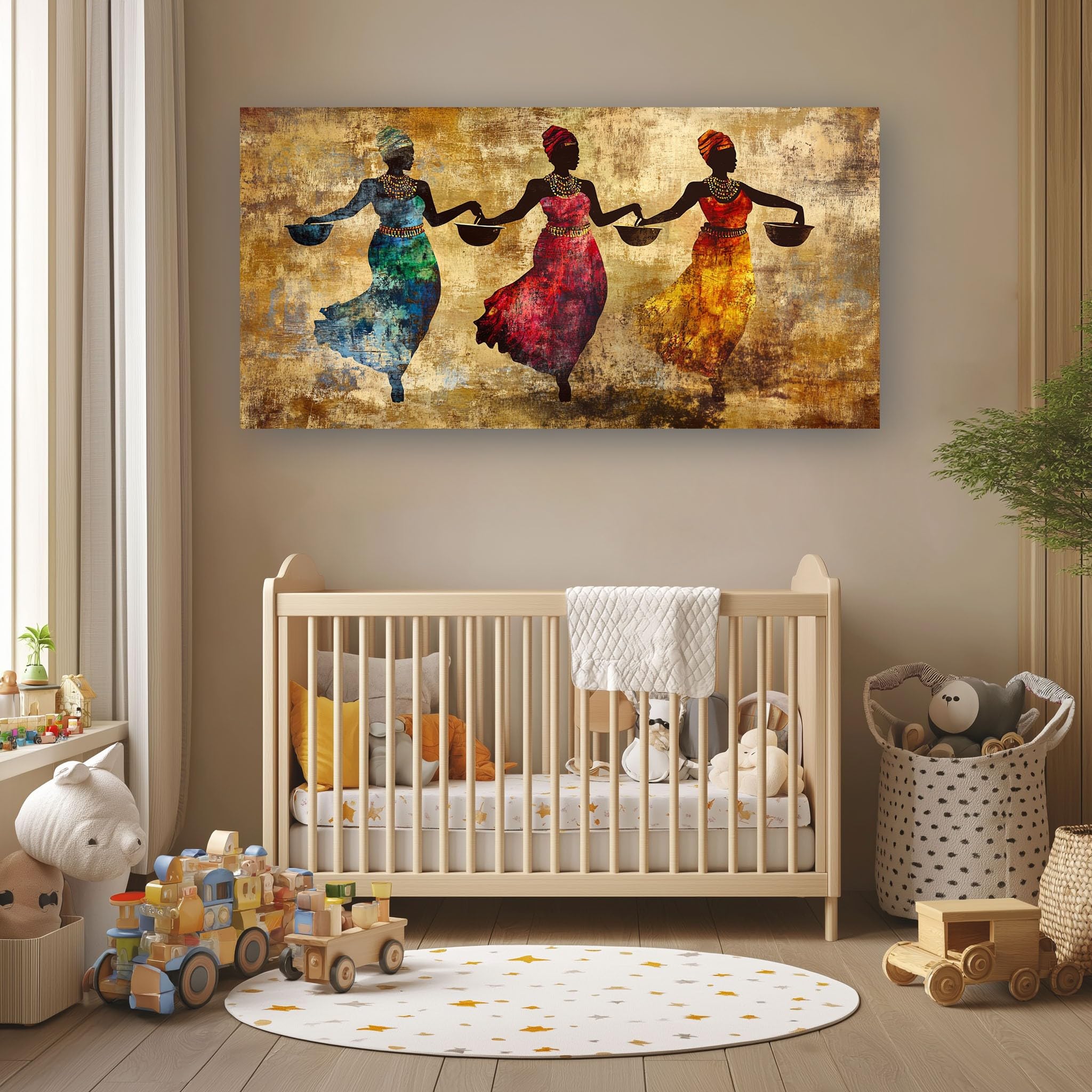 SKOEUI Grandi Quadri Moderni Soggiorno Africano Etnico Quadro con Cornice | Donna Figurativa 1 Pezzo 60x120 cm Stampa su Tela Decorazione da Parete per Salotto, Camera da letto, Cucina