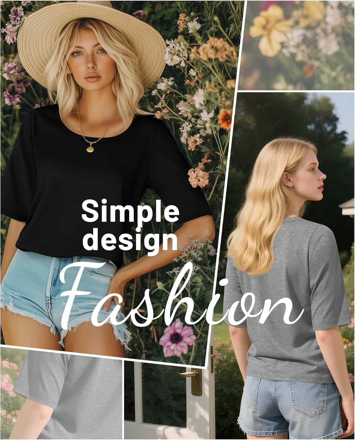 Neer 4 Pack Women’s Half Sleeve T-Shirts Elbow Length Tops Women Scoop Neck Loose Basic Tee Summer Casual Blouses - Image 4