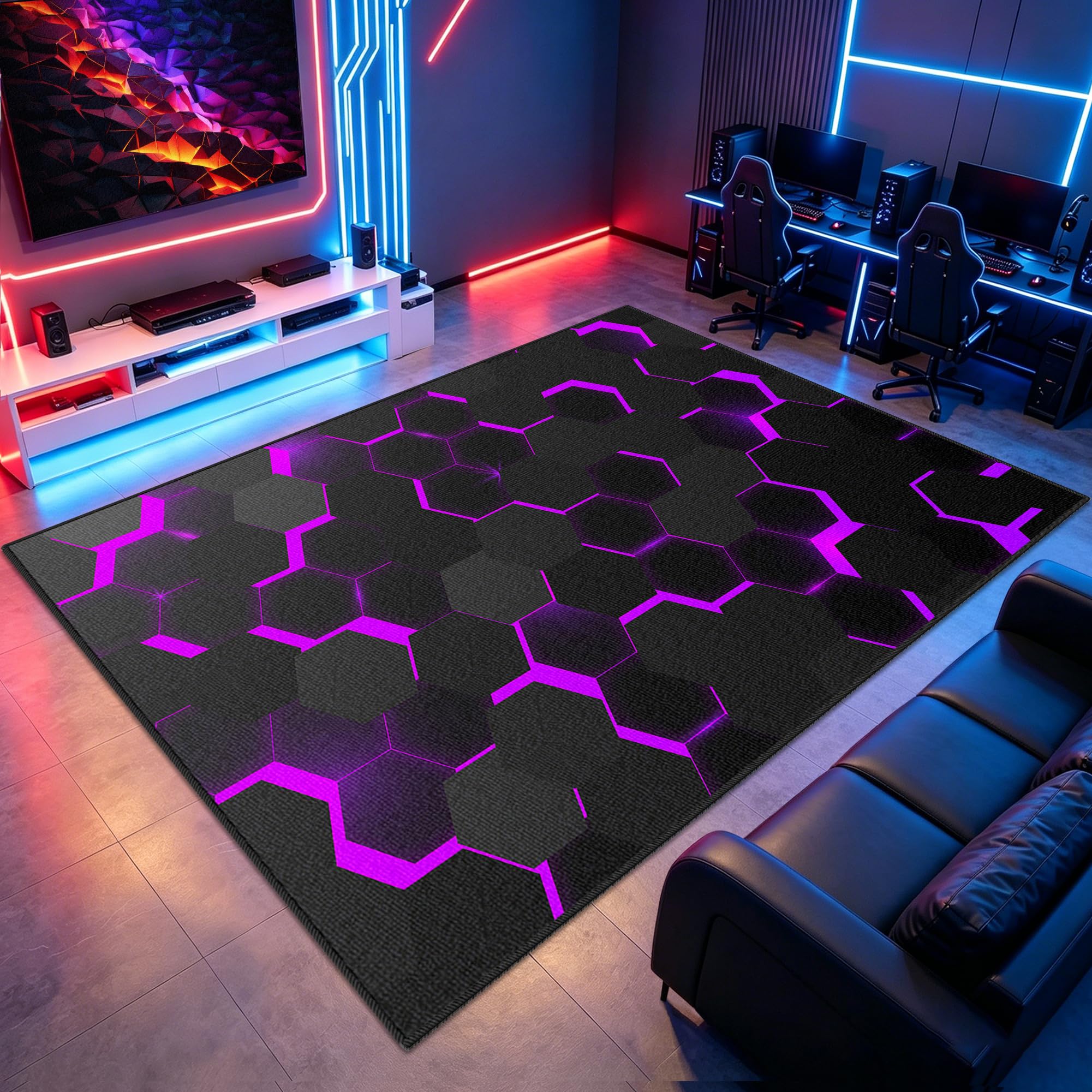 Décoration d'intérieur 130 x 170 cm avec motif tapis de sol gaming 3D moderne