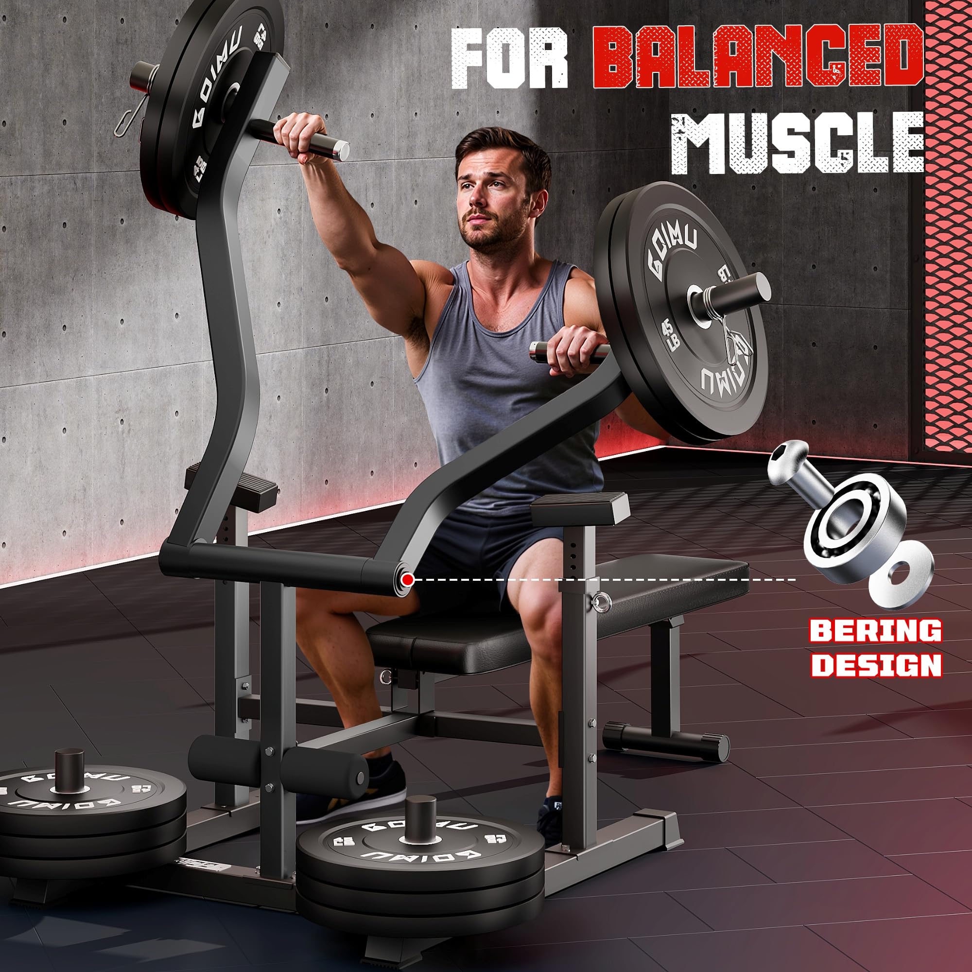 GOIMU Chest Press Machine, Z1-PRO Weight Bench Press Machine with Independent Converging Arms, Adjustable Flat Incline Bench Press for Chest, AB Workout Home Gym Equipment(Black)