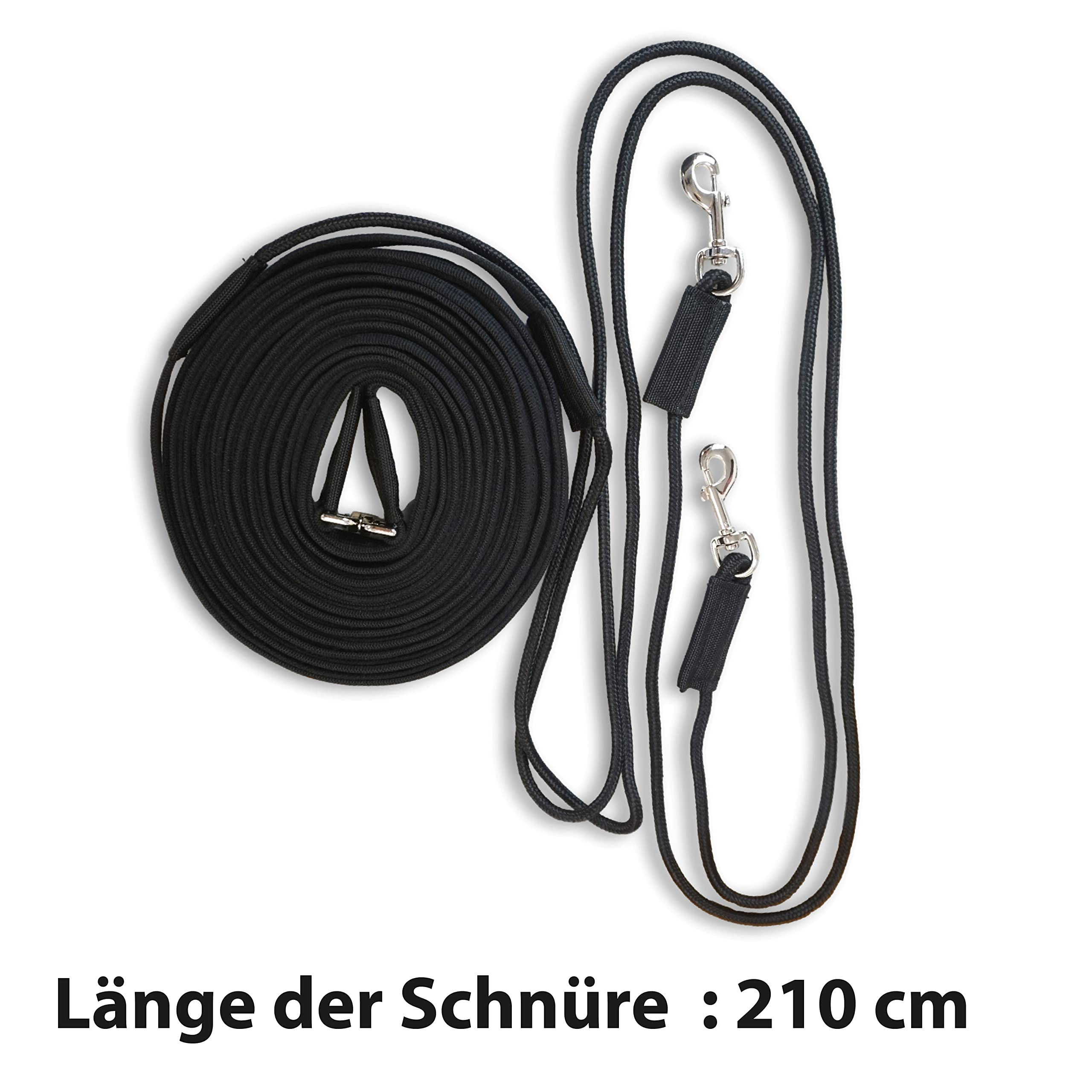Doppellonge - Cuerda doble para caballo, ideal para trabajos en el suelo, para gimnasia, longitud de 16 m (1 x doble onge), color negro