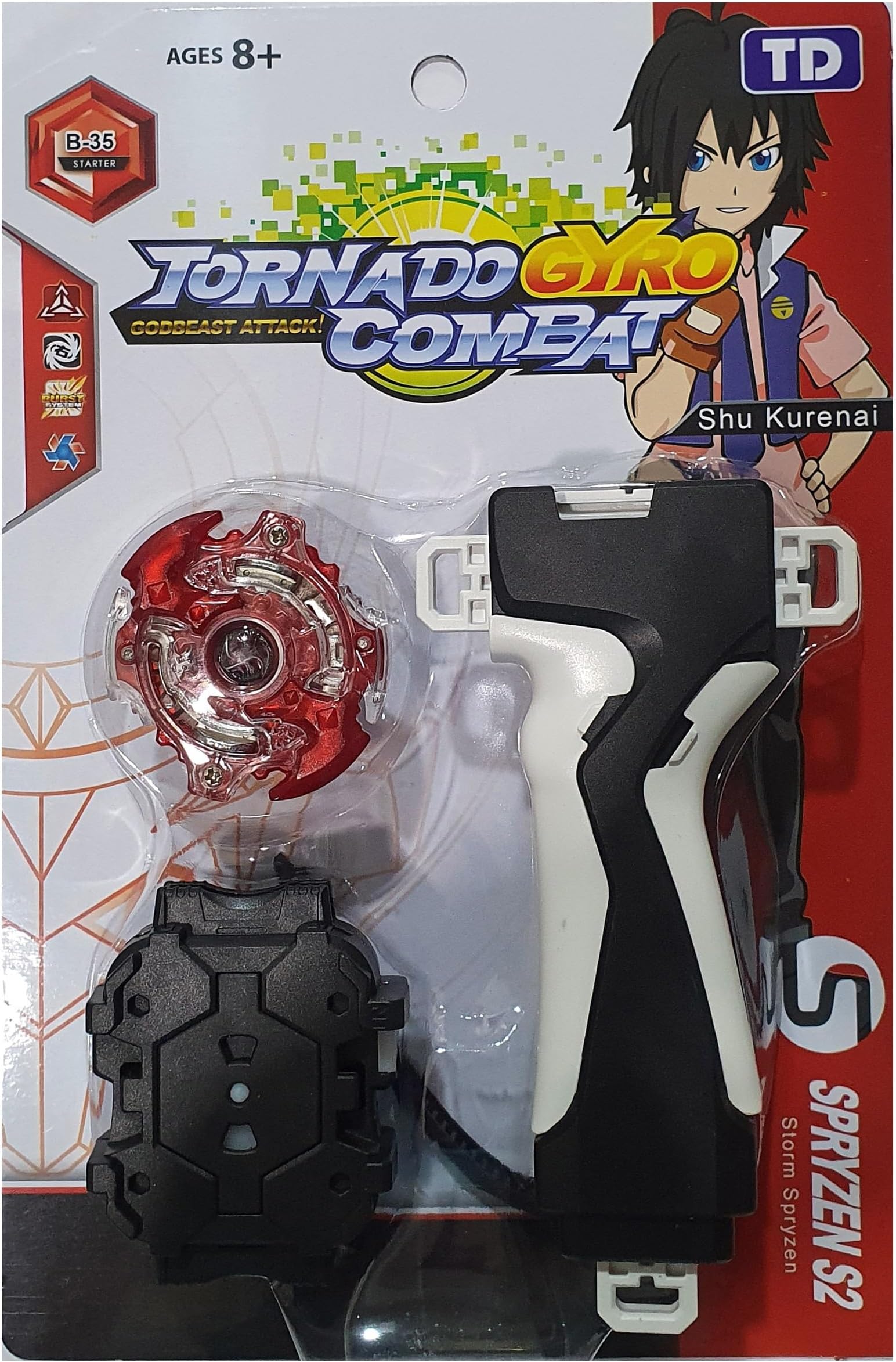 AZAD57 Spinning Top Storm Spryzen S2 B-35 Starter Spinner with Handle Launcher