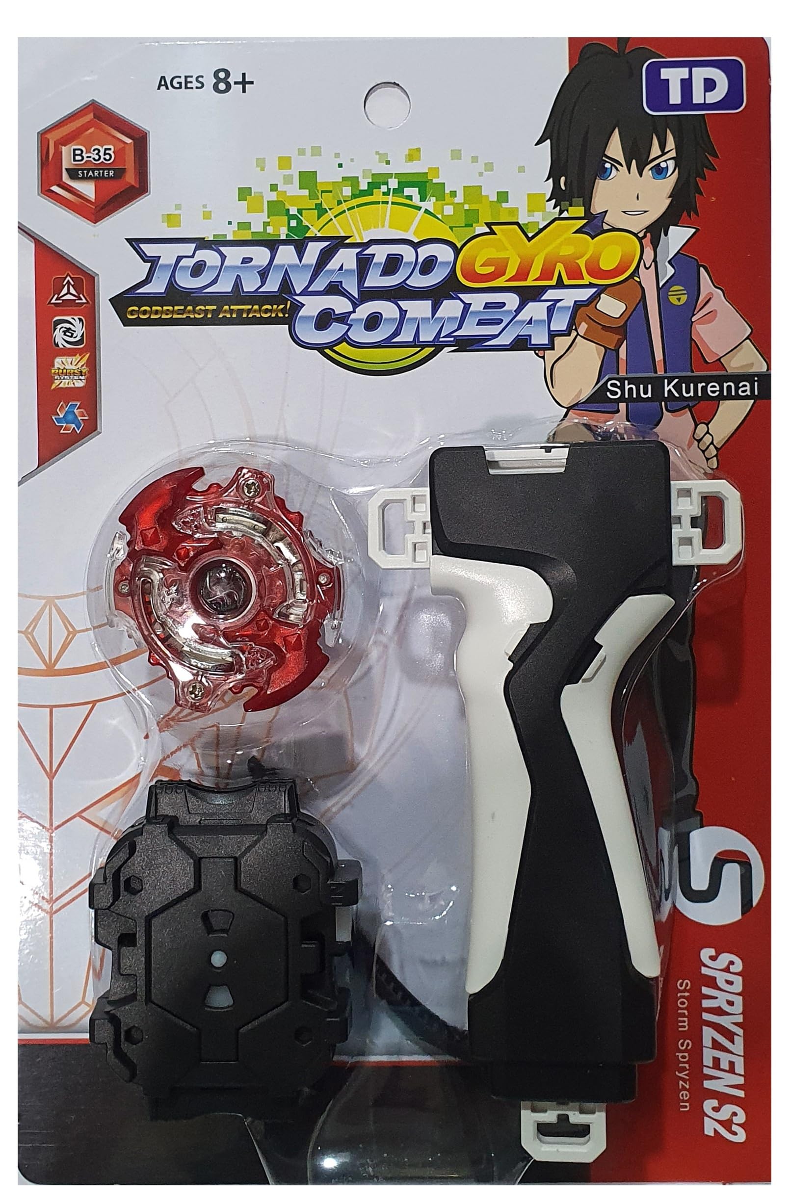 AZAD57 Spinning Top Storm Spryzen S2 B-35 Starter Spinner with Handle Launcher