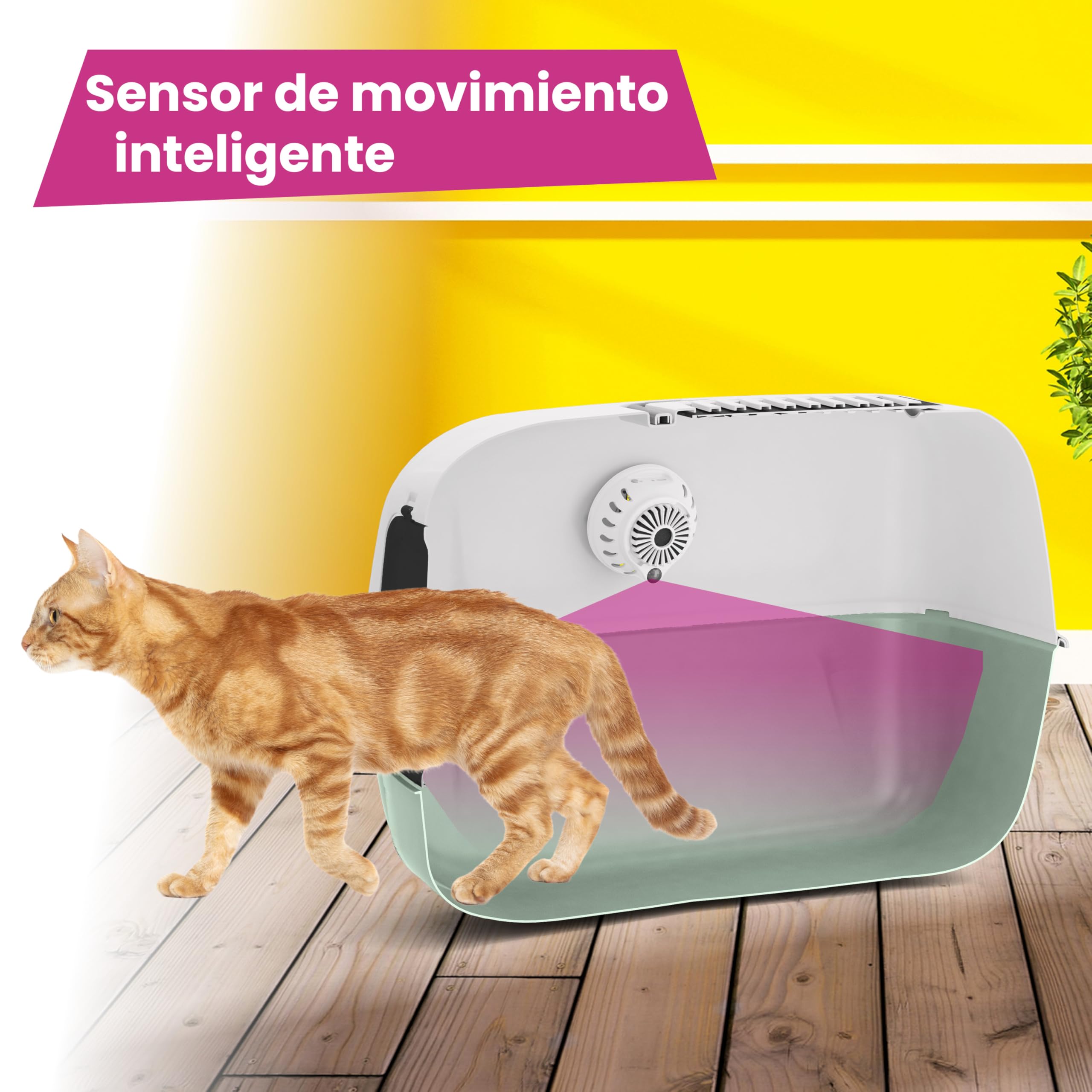 Ferplast GENICAIR Eliminador de Olores Electrónico Arenero Cerrado Gato, Neutraliza Permanentemente los Malos Olores, Fijación con Imán, Ventilador Silencioso, Cable USB y Filtro Antiolores incluidos