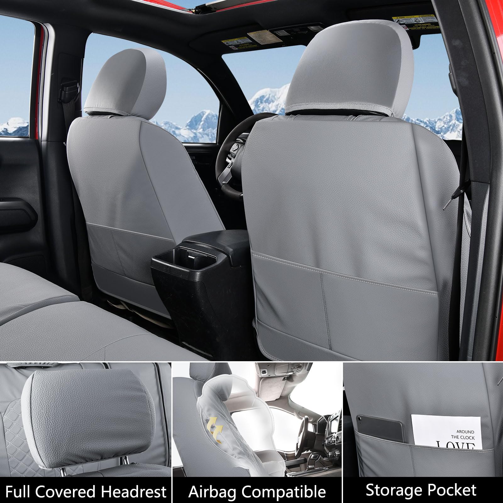 Truckiipa Seat Covers For Tacoma Full Set Leather Truck Seat Covers - View #14