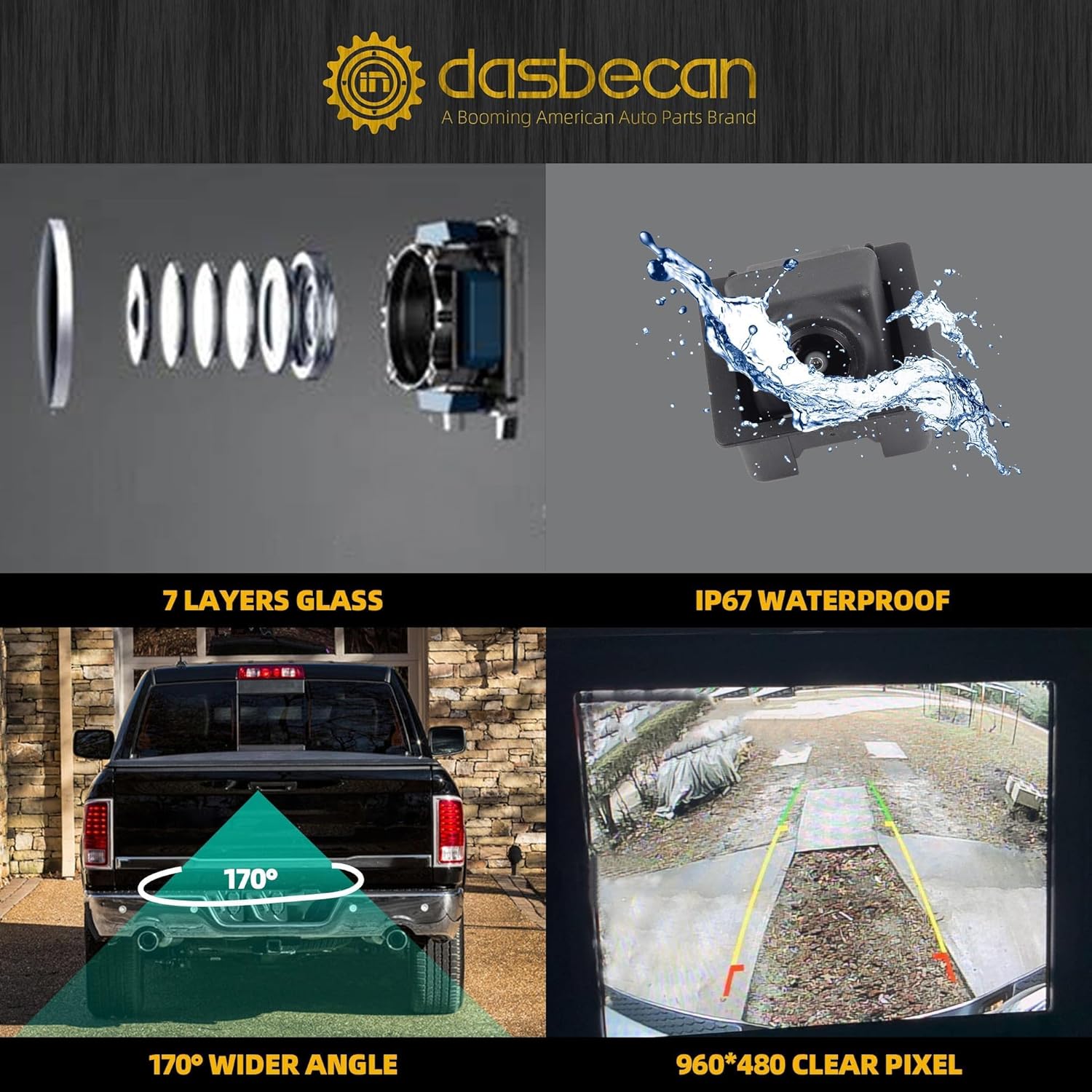 Dasbecan Rear View Backup Camera Compatible with Cadillac SRX 2010-2015 GMC Terrain 2014-2017 Chevrolet Equinox 2014-2015 Trax 2013-2019 Buick Encore 2013-2021 Park Assist Camera 22868129 23205689