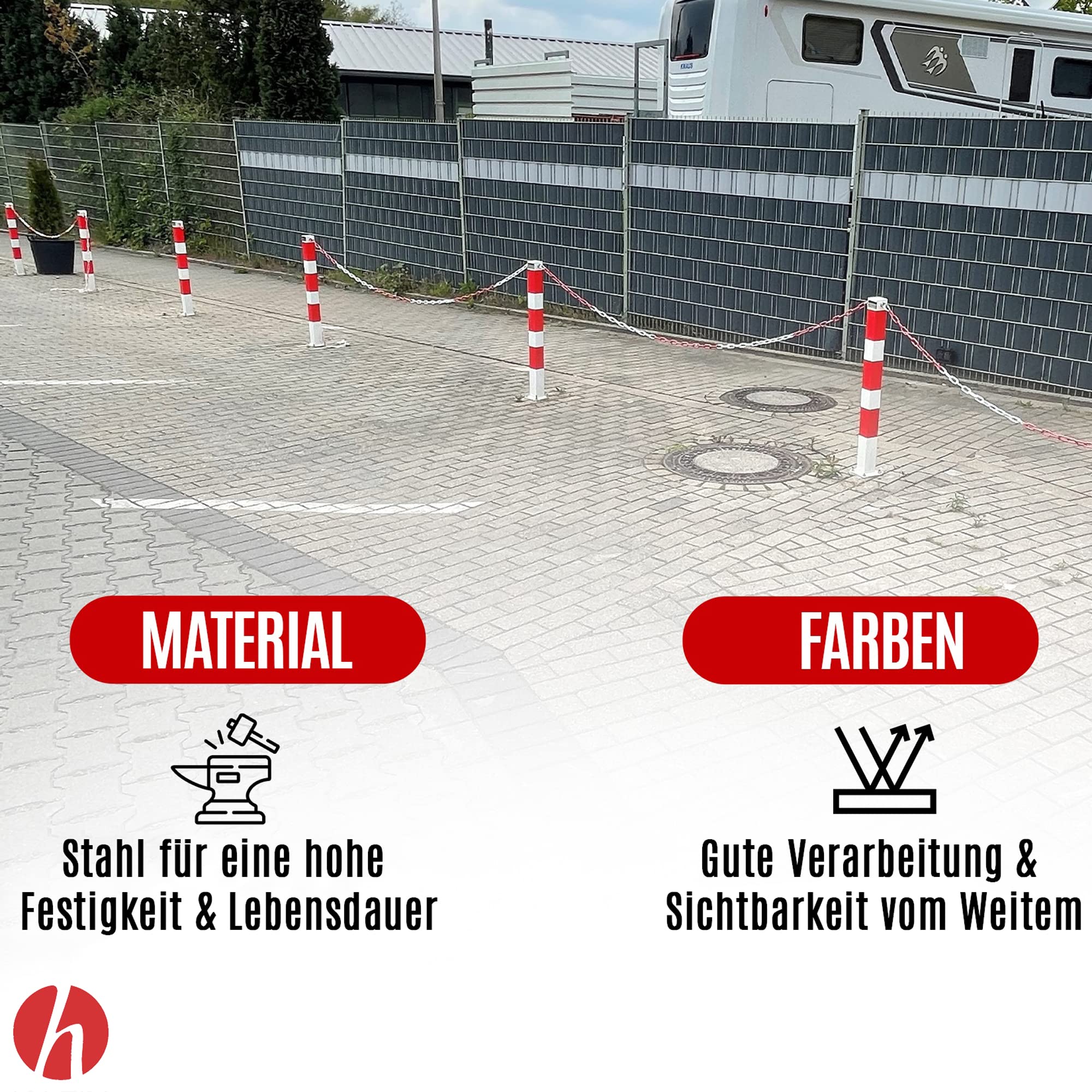 Cadena de barrera de dos colores rojo-blanco. Advertencia cadena de eslabones de 5 mm cadena de seguridad de construcción cadena de seguridad de metal. (10 metro) | Cadena de advertencia de metal resistente en color rojo y blanco para obras de construcció