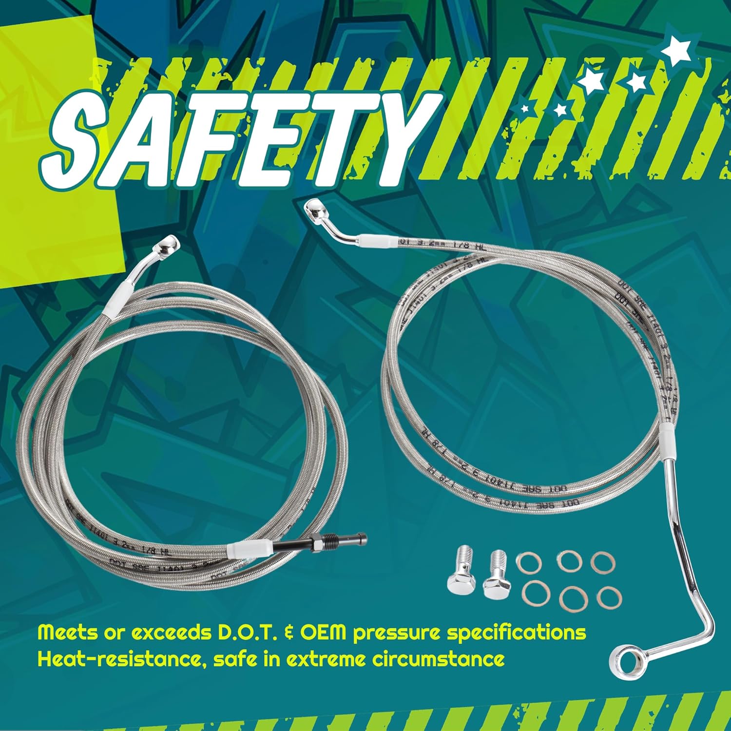 MoKitDora Hydraulic Clutch Cable Upper Brake Lines Stainless Steel Braided Cable Extension Kit for Harley Touring 2014-2016 Street Electra Glide FLHX FLHT FLHR 12" Handlebar w/ABS, Chrome