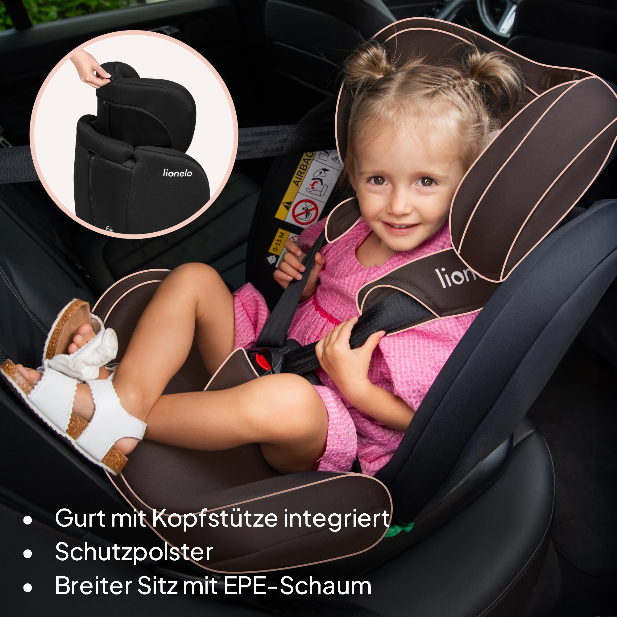Lionelo Bastiaan i-Size 360° drehbarer Kindersitz Gruppe 0/1/2/3 0-36 kg ISOFIX Top Tether R129