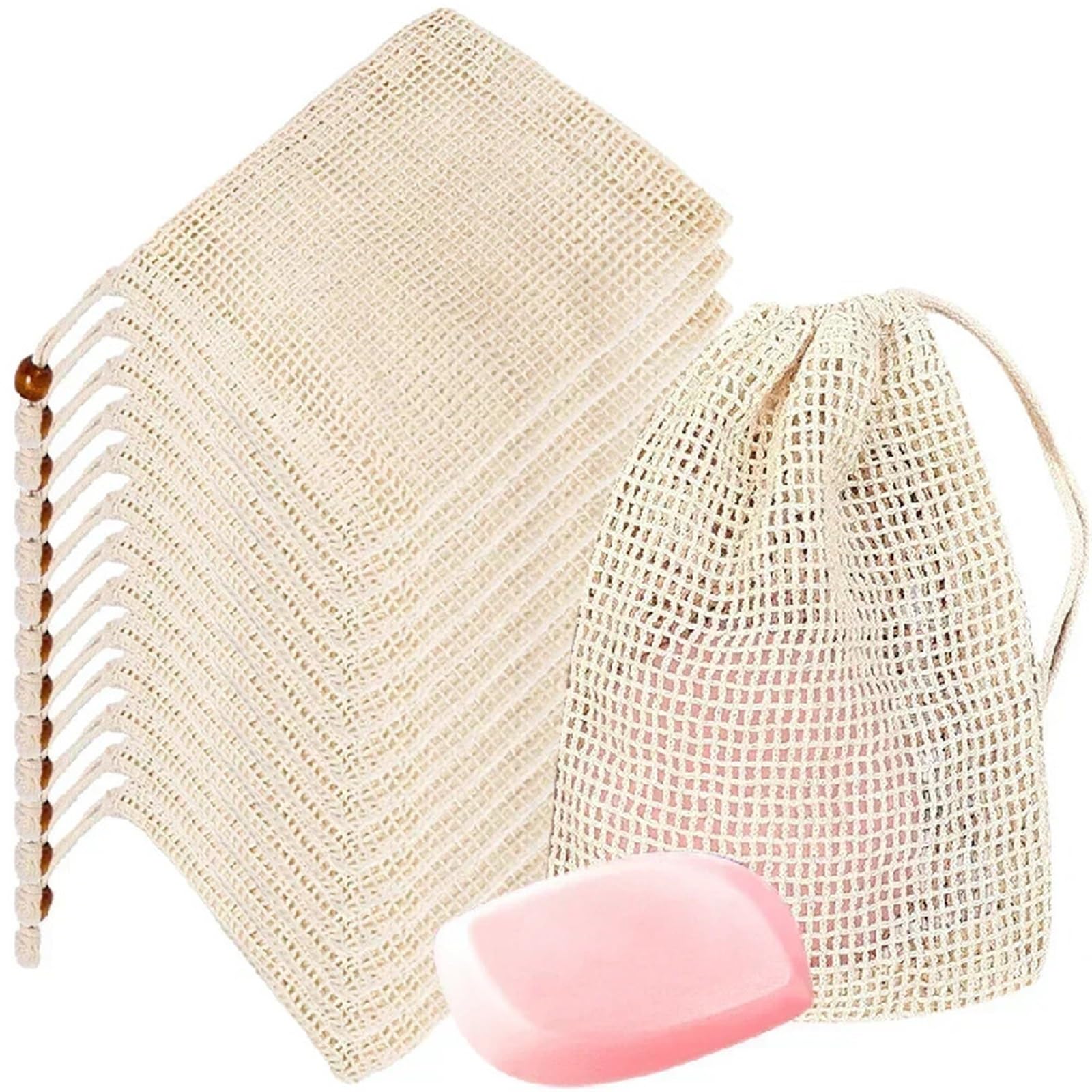 Zhsoao No Bead 30Pcs Soap Foaming Net Mesh Bag Bath Washing Tool For Bath & Shower