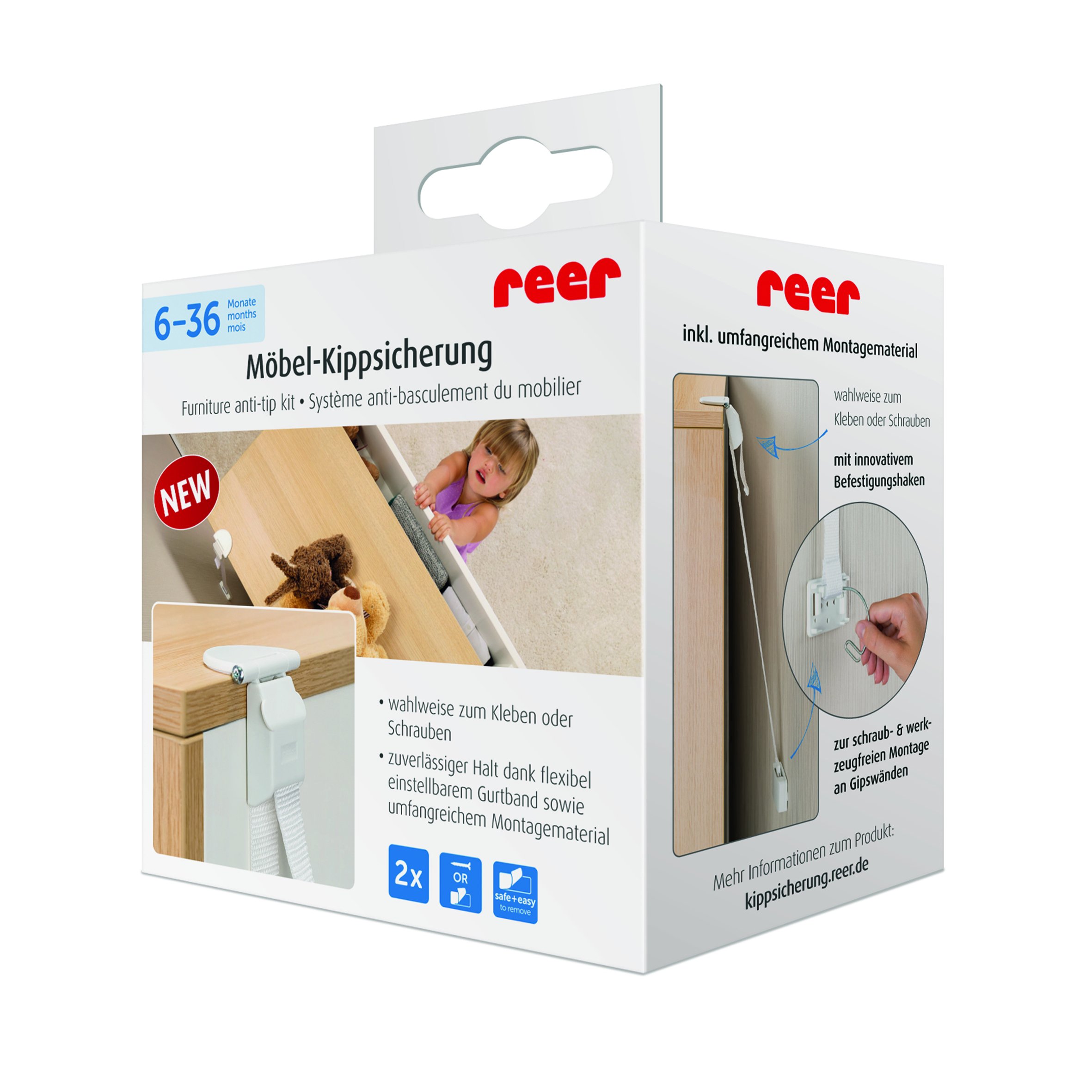 Reer 73020 Zabezpieczenie Przed Przechyleniem Mebli, Białe