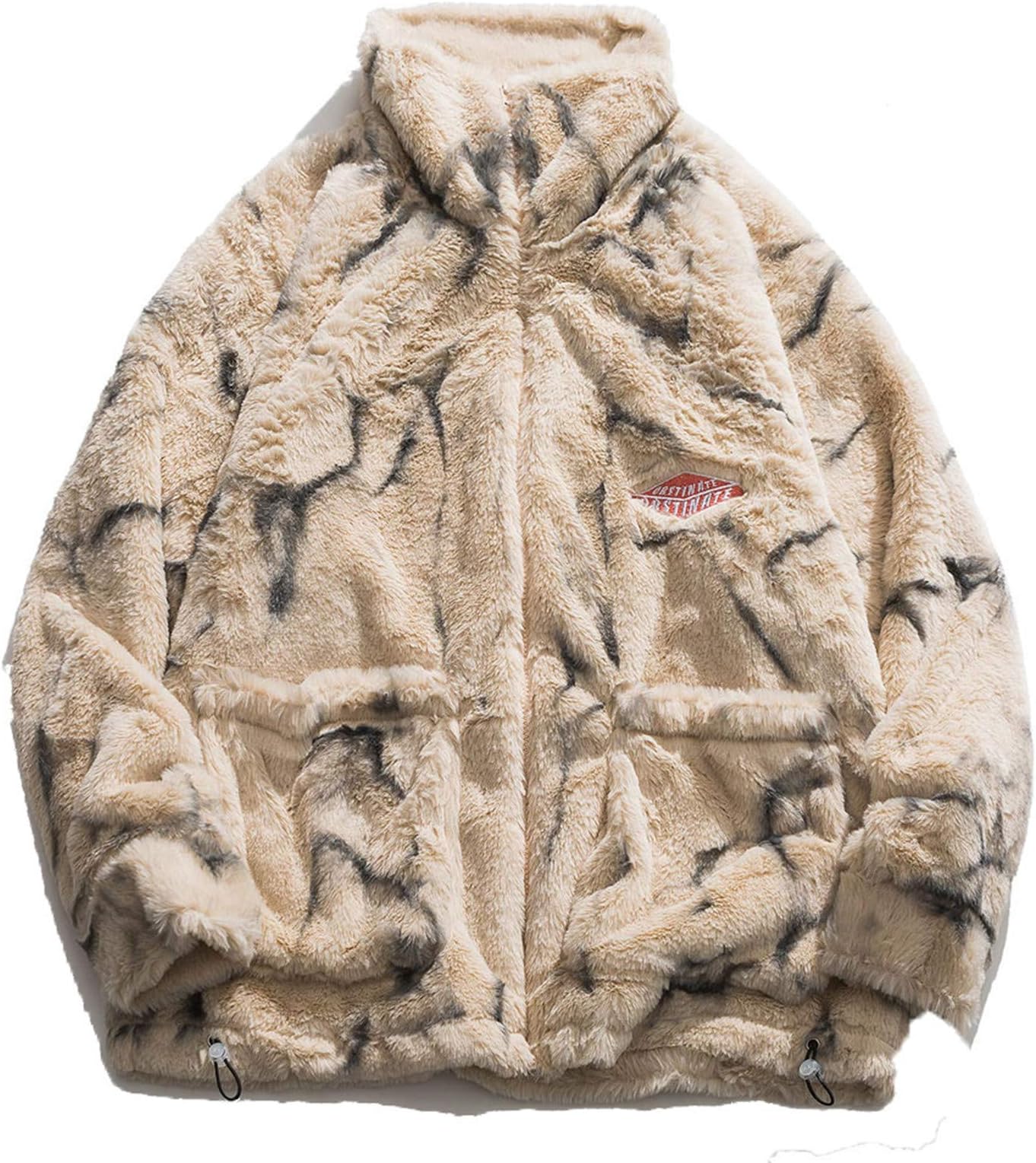 Mens Fleece Faux Fur Parkas Jacket Winter Fashion Warm Thin Coat