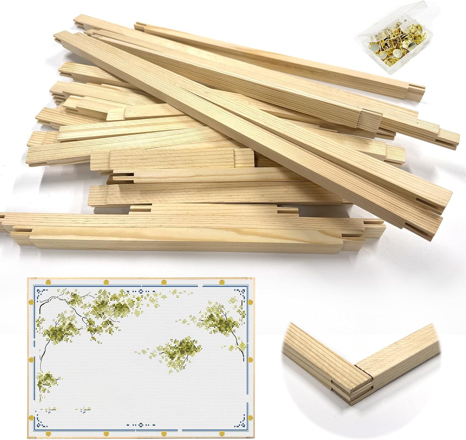 7 Lengths Wood Canvas Frames Kits, Total 28 Pcs Needlepoint Stretcher Bars for Needlework Embroidery Oil Painting Posters Art Supplies (6/8/10/12/14/16/20inch)