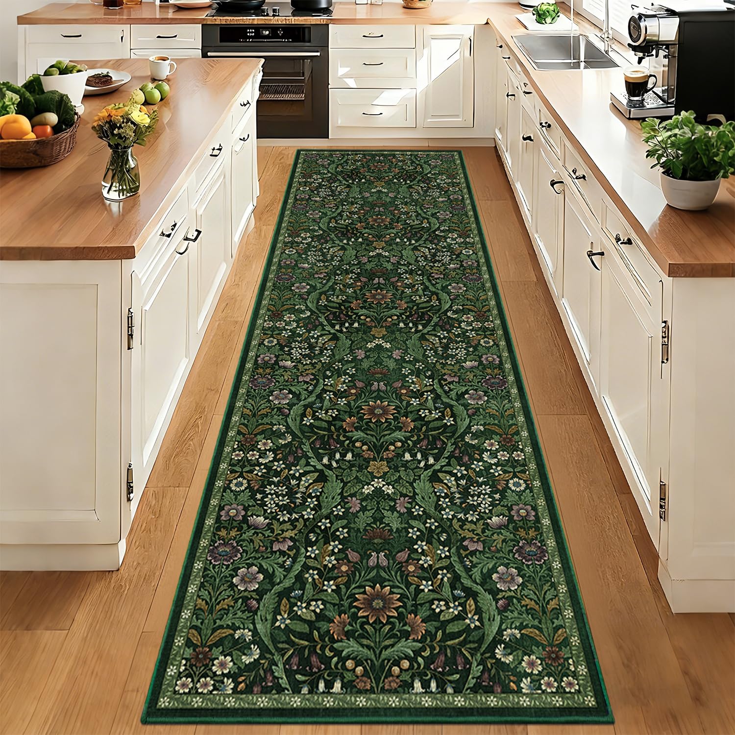 3x10 Floral Runner Rug for Hallway Washable Kitchen Runner Rug