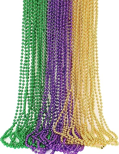 Miniatura 8 de JULBEAR Collares de cuentas de colores a granel, 30 piezas de Mardi Gras rojo, naranja, amarillo, verde, azul, morado, collar de cuentas para