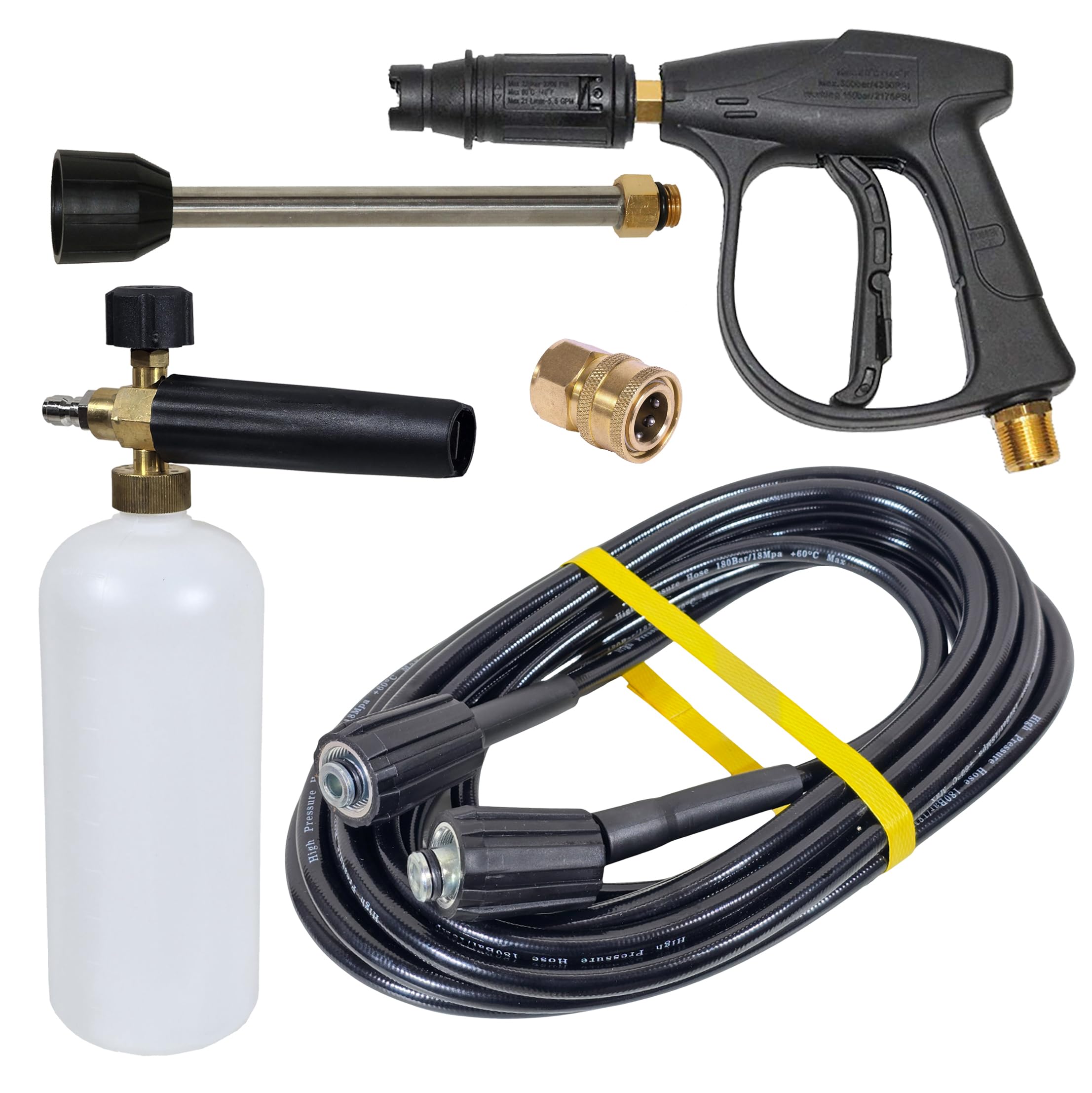 High Pressure Washer Gun M22*1.5mm Water Gun Car Cleaning Tool, Extension Lance 19cm Pressure Washer Gun,Pressure Washer Pipe 8MTR,Snow Foam Lance Gun + QRC Connector,-image-43