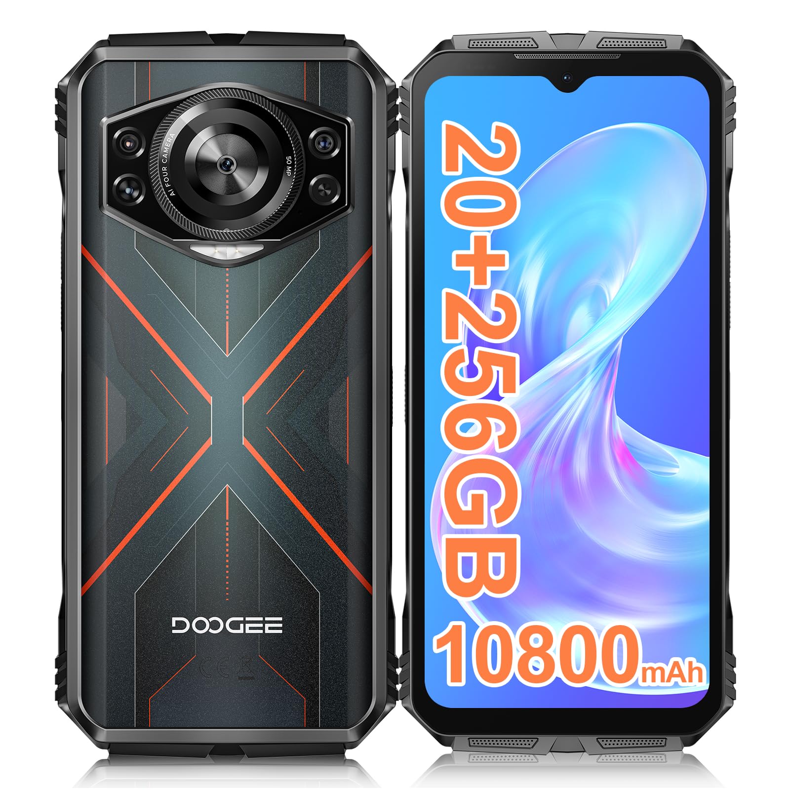 S Cyber Smartphone Rugged 4G, 10800mAh, 256GB, IP68 IP69K Dual SIM | Display FHD+ 6,58", Android 14, 8GB+12GB RAM, memoria 256GB, fotocamera 50MP, MIL-STD-810H, NFC, sblocco impronta e viso